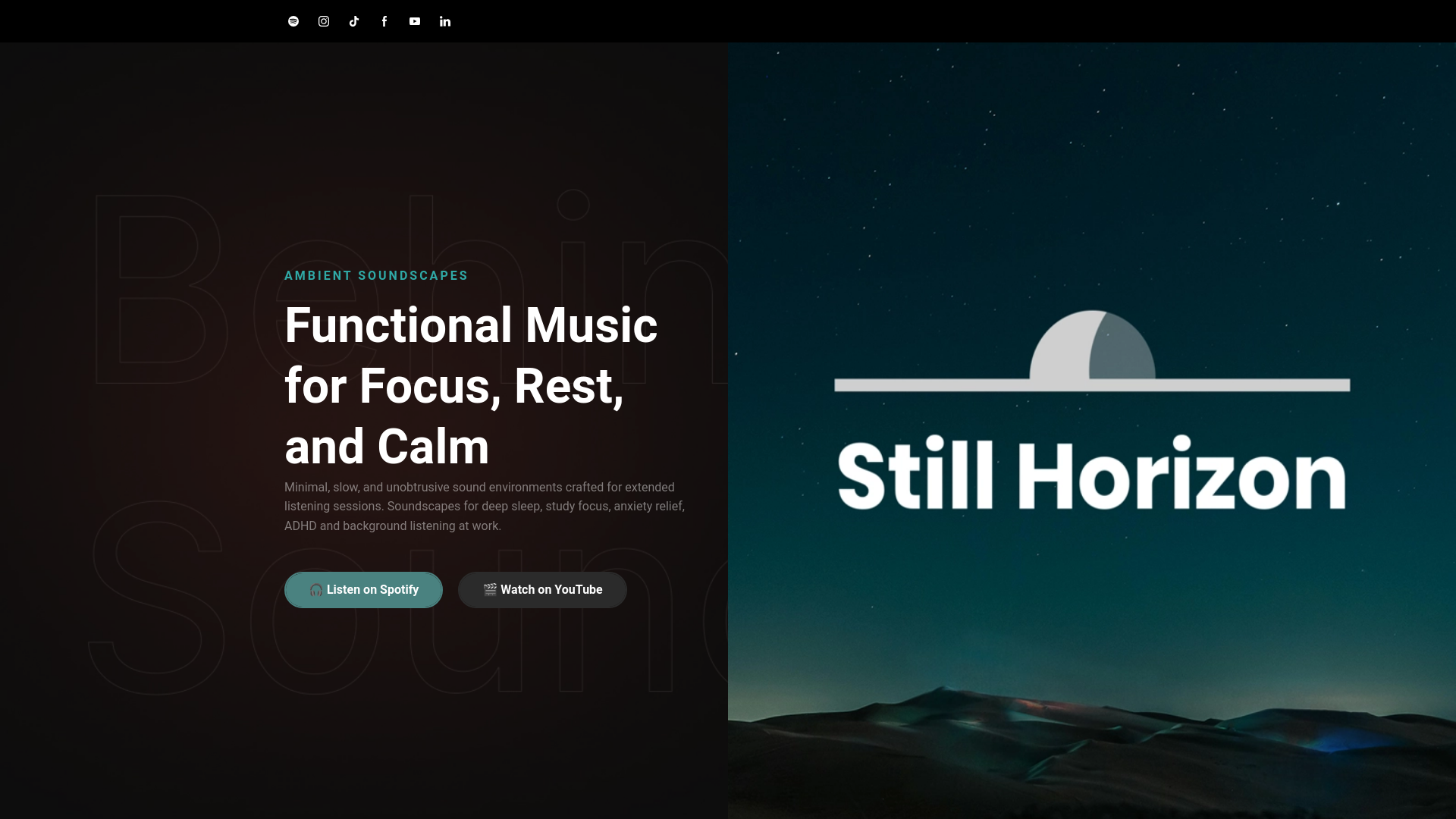 website screenshot of https://stillhorizonmusic.com/