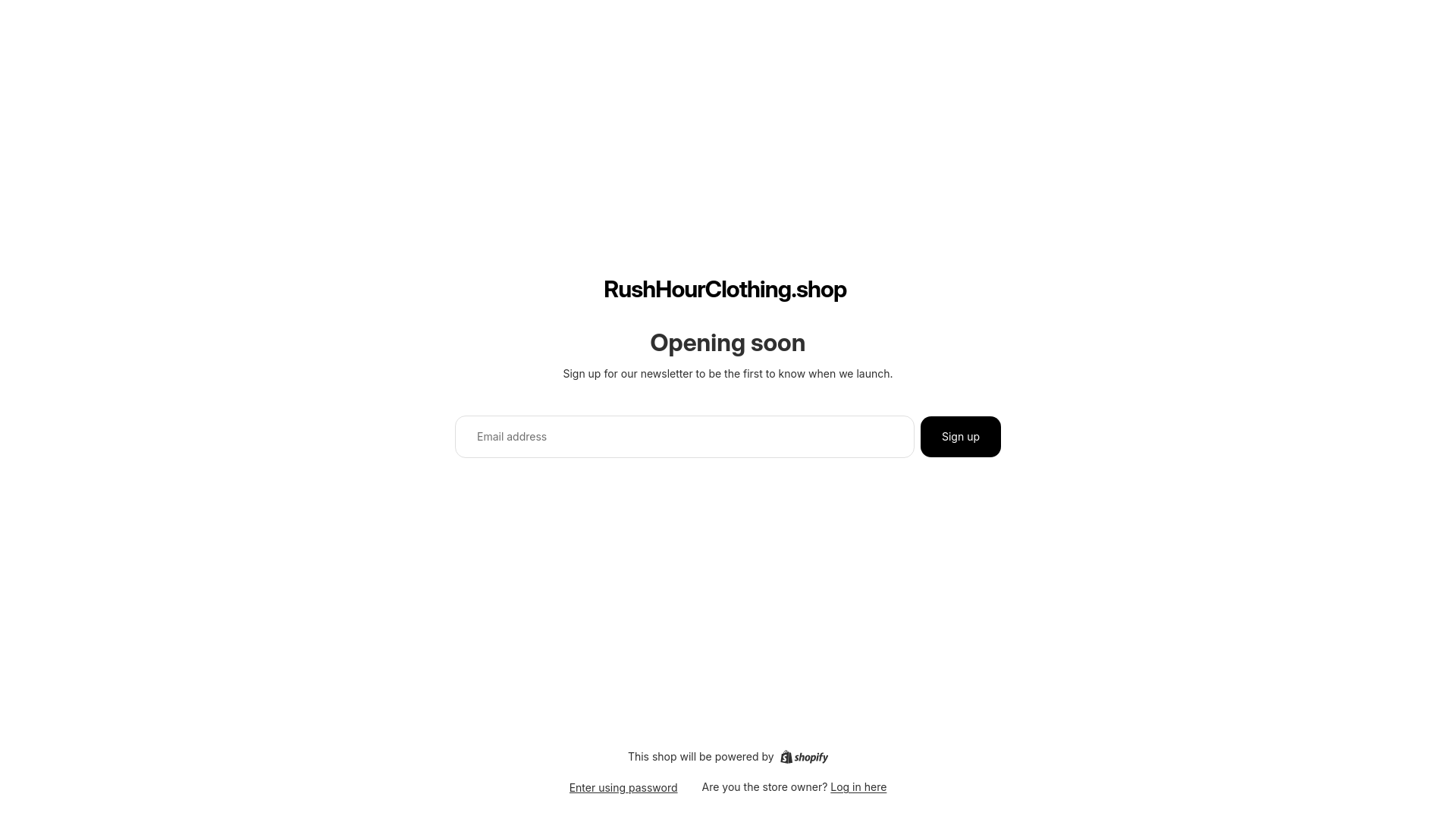 website screenshot of https://rushhourclothingco.shop/