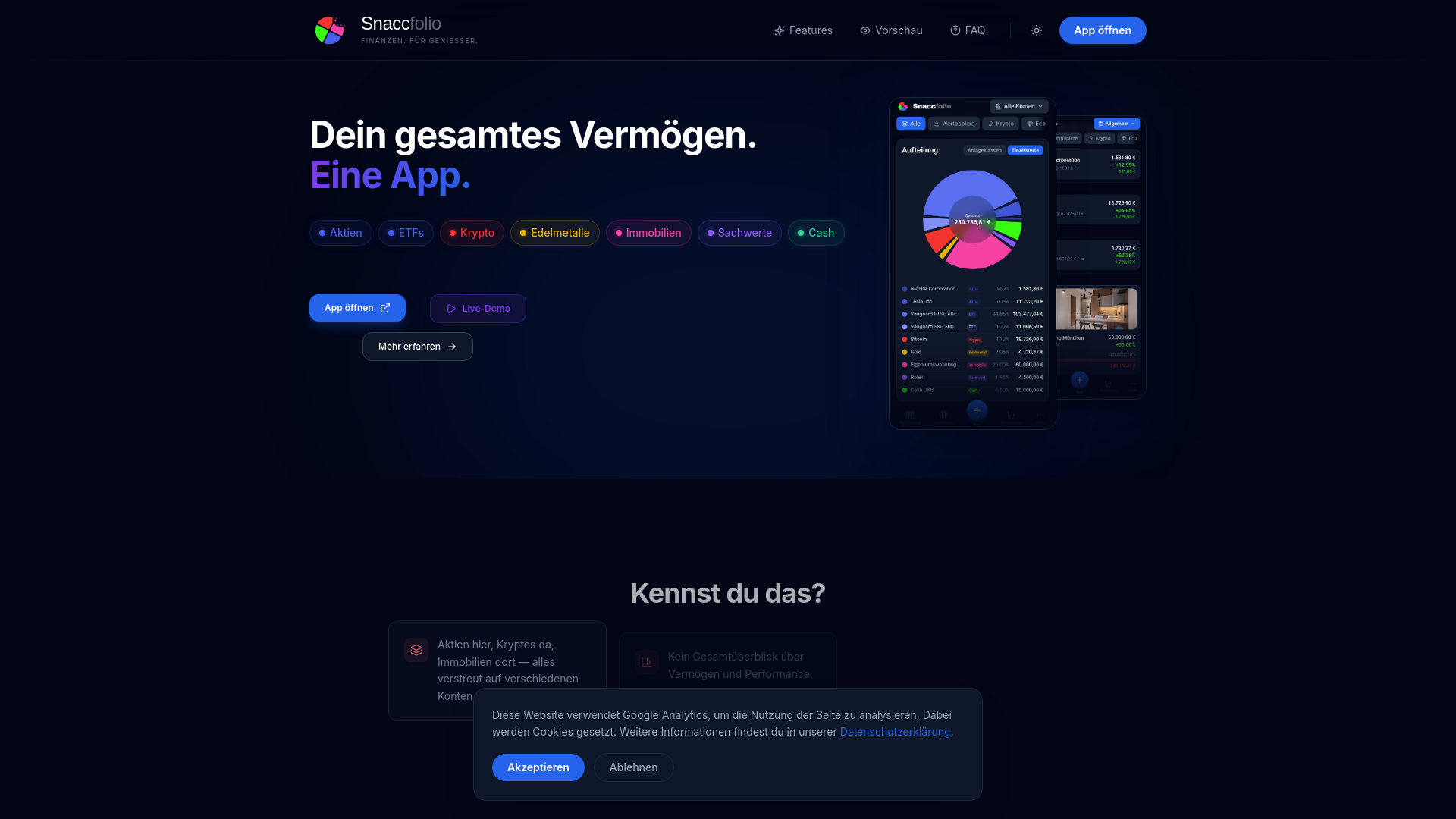 website screenshot of https://snaccfolio.de/