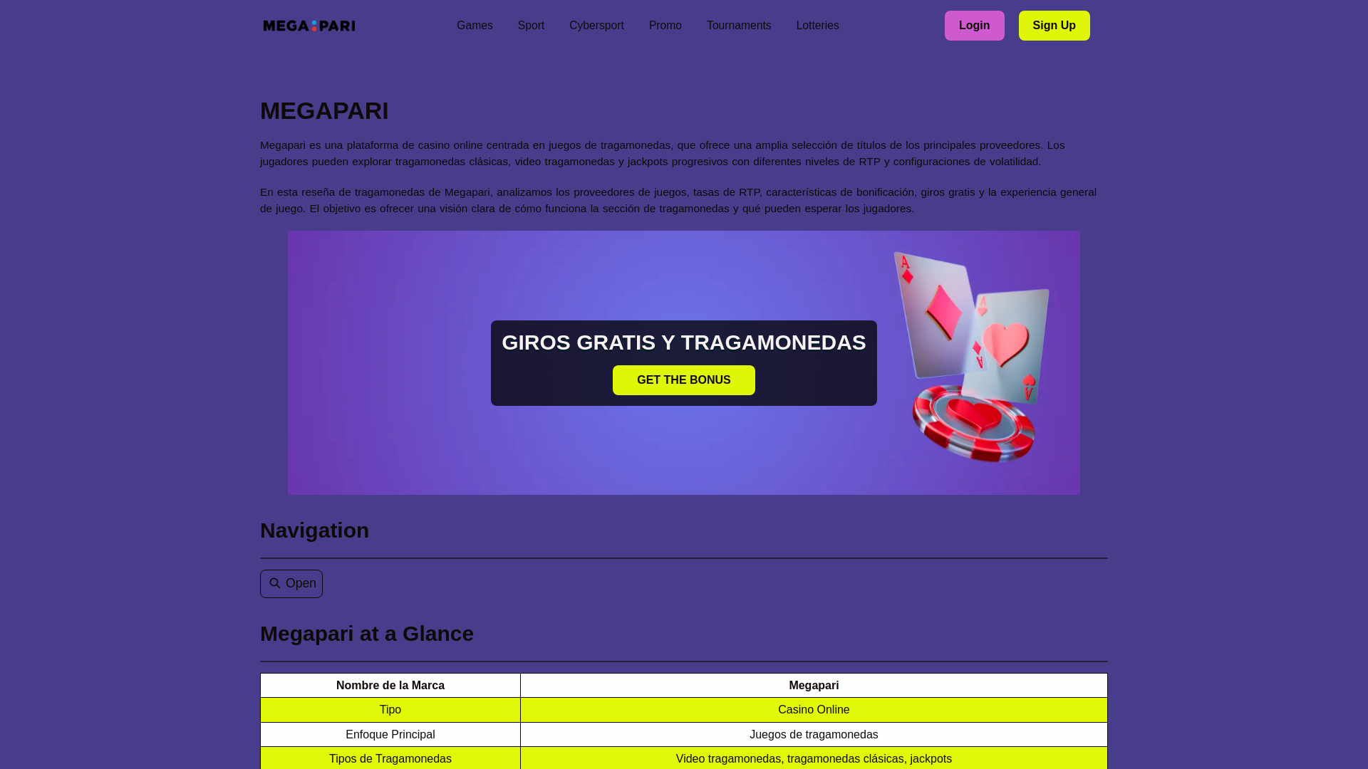 website screenshot of https://megapari-sports-bet.pages.dev/