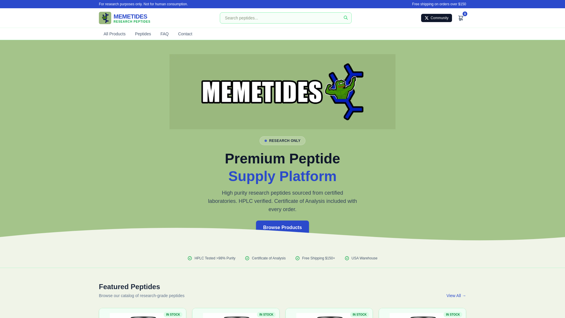 website screenshot of https://memetides.xyz