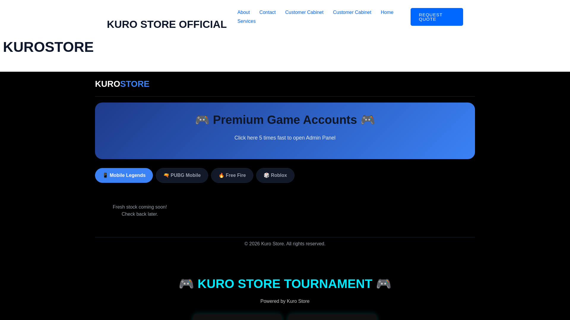 website screenshot of https://kurostore.in/
