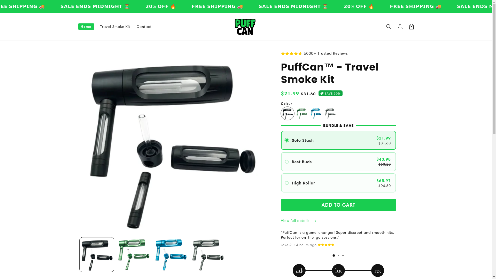 website screenshot of https://puffcan.store/