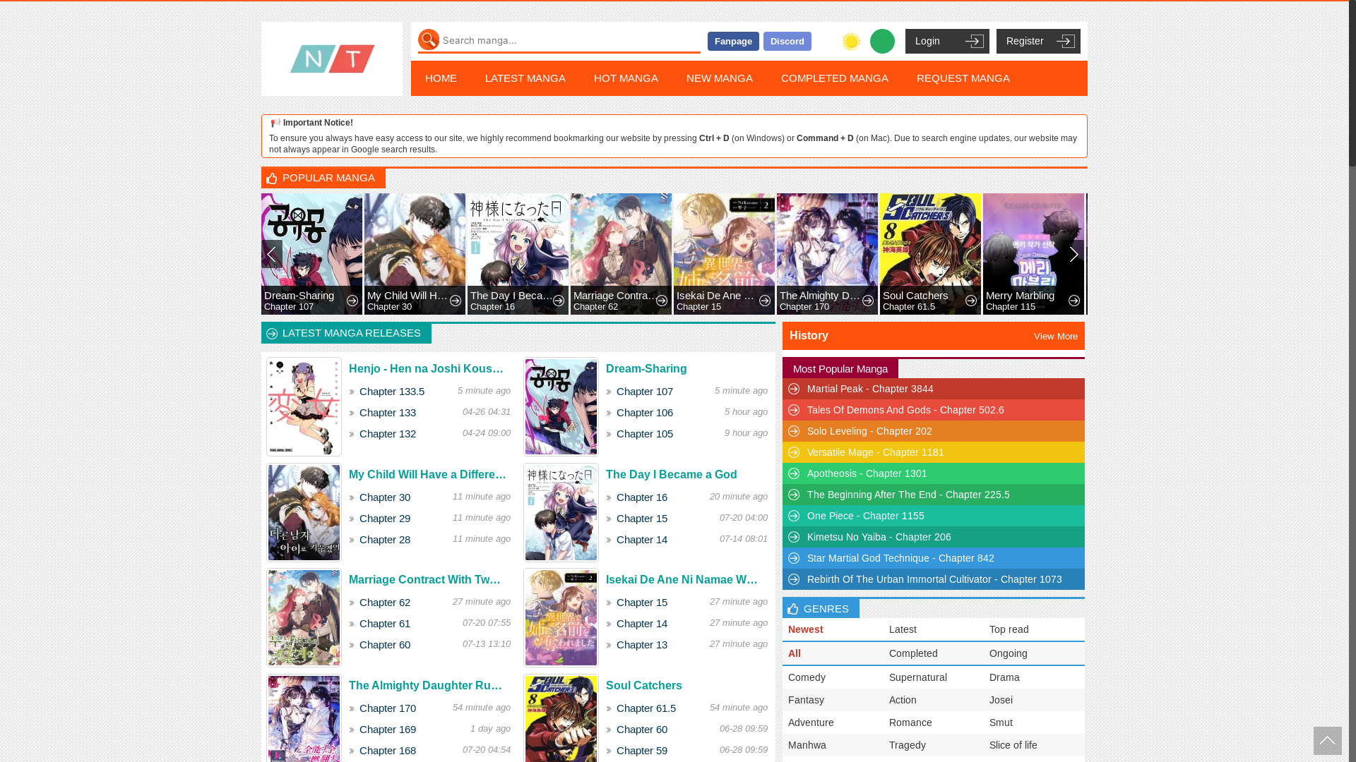 website screenshot of https://www.natomanga.com/