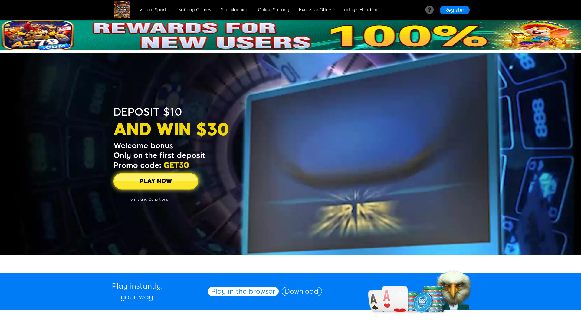 website screenshot of https://dragonprime8.com