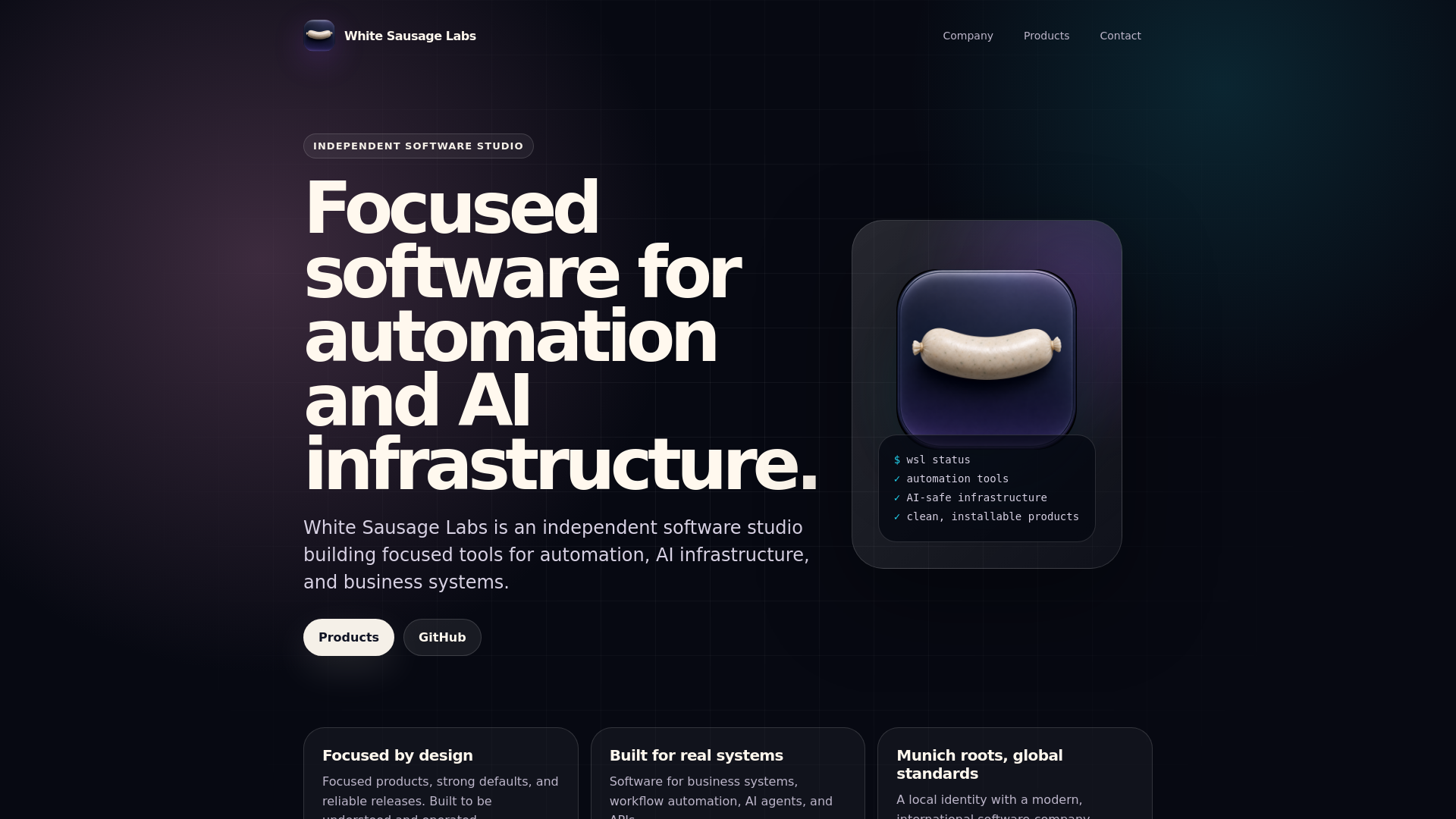 website screenshot of https://whitesausagelabs.com/