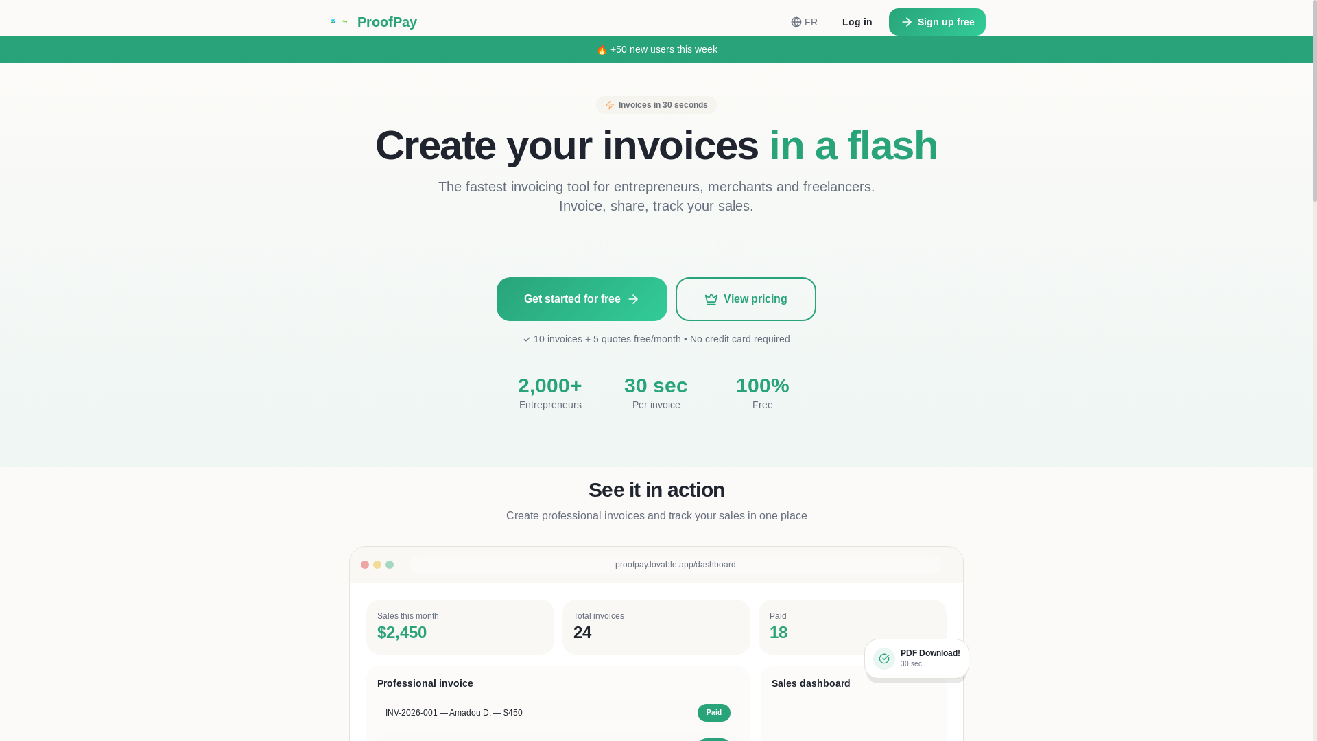 website screenshot of https://proofpay.tech/