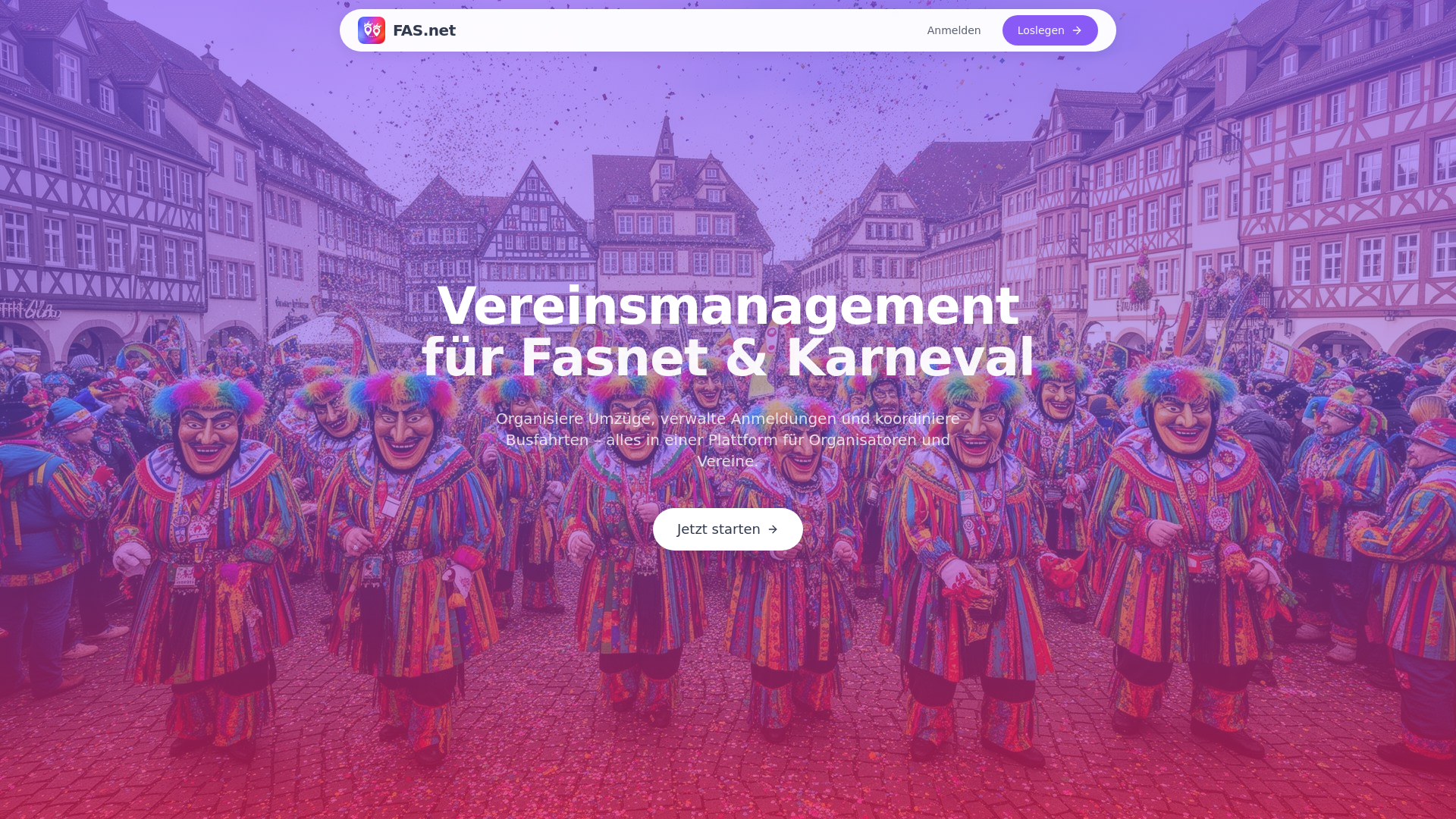 website screenshot of https://fasnet.app/