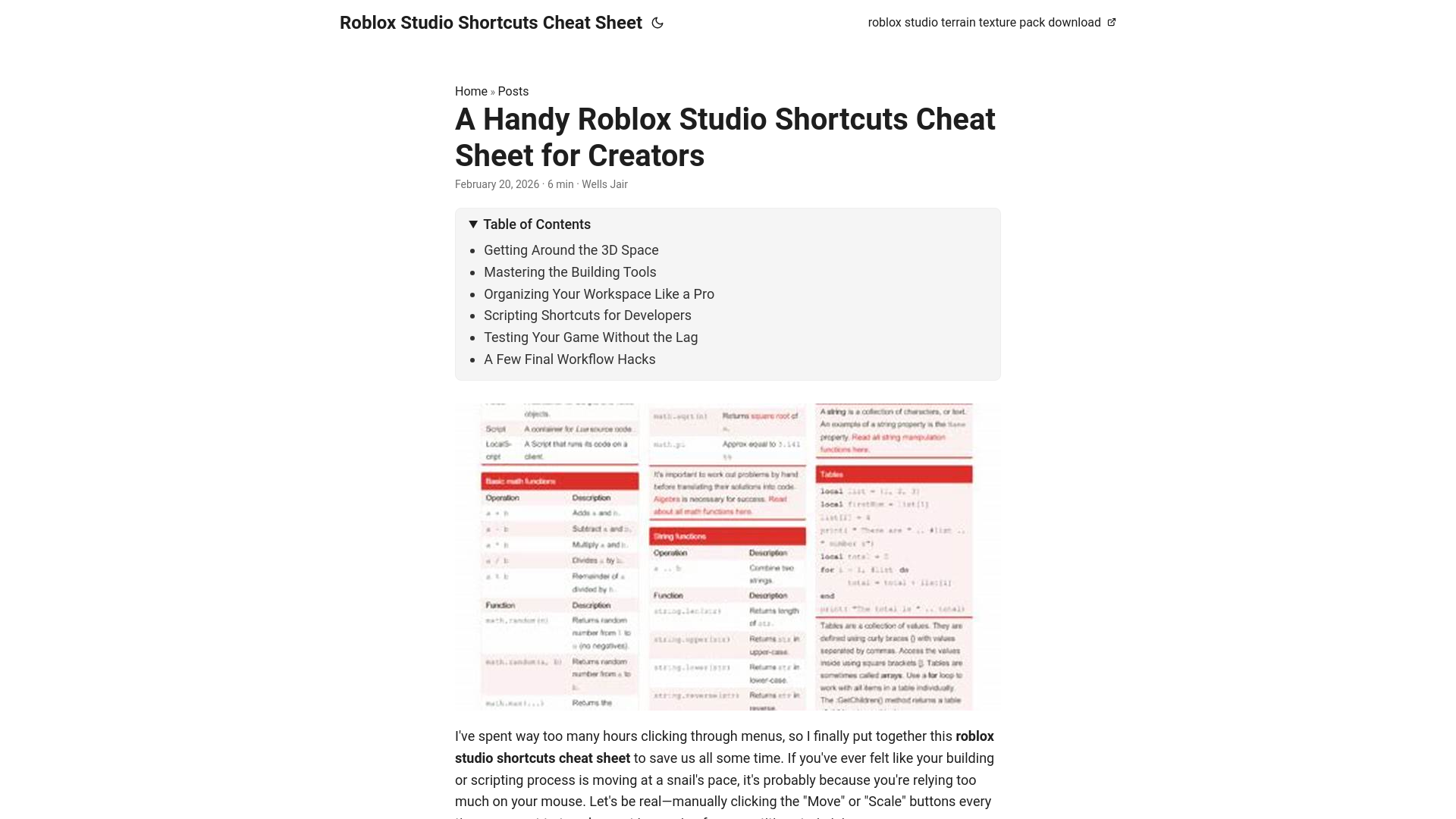 website screenshot of https://roblox-studio-shortcuts-cheat-sheet.pages.dev/