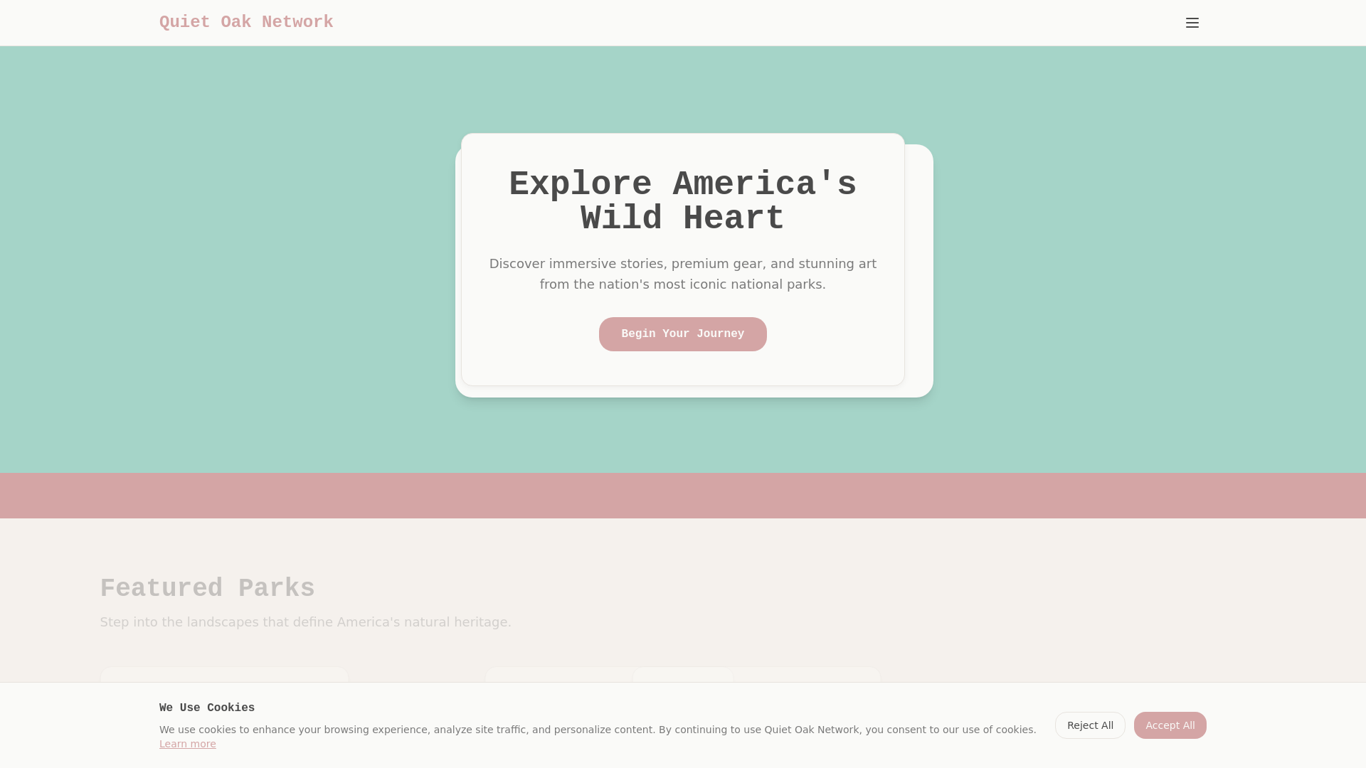 website screenshot of https://quietoaknetwork.com/