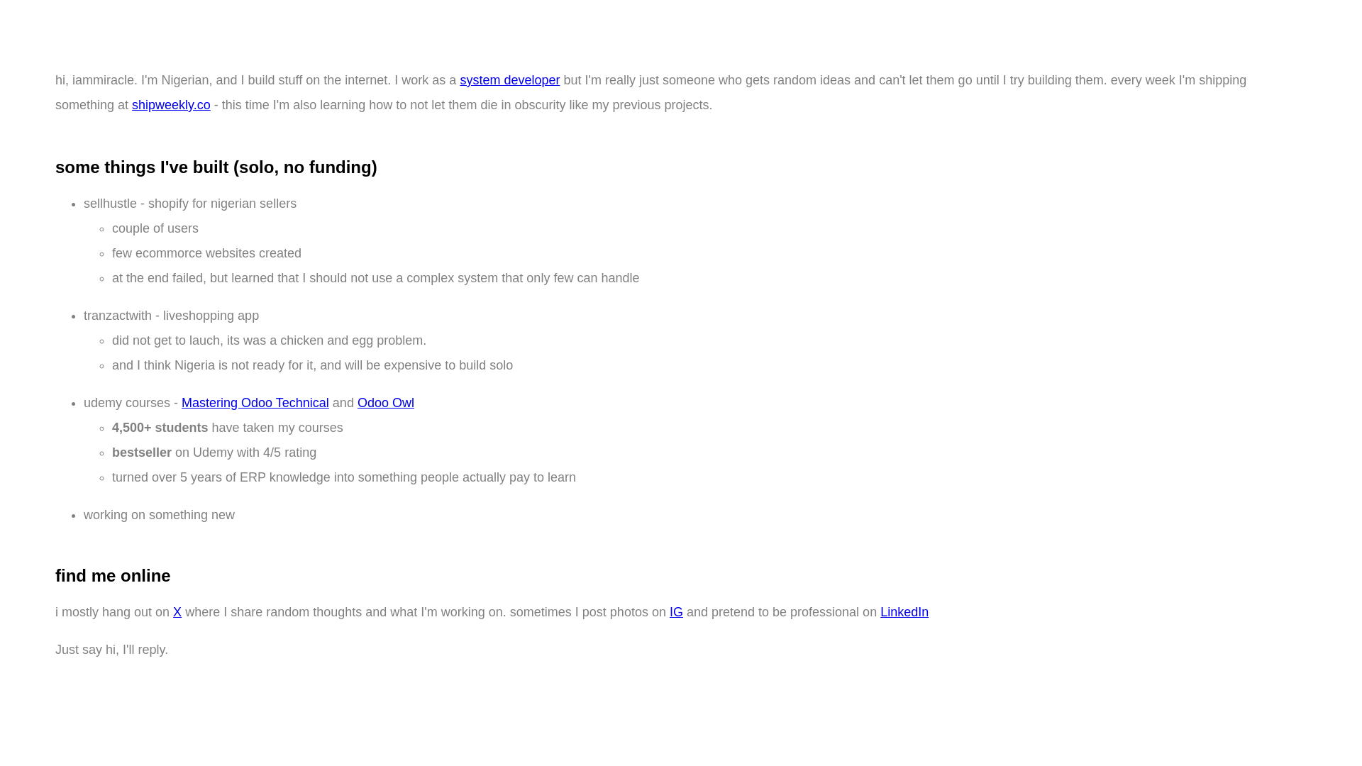 website screenshot of https://miracleayodele.pages.dev/