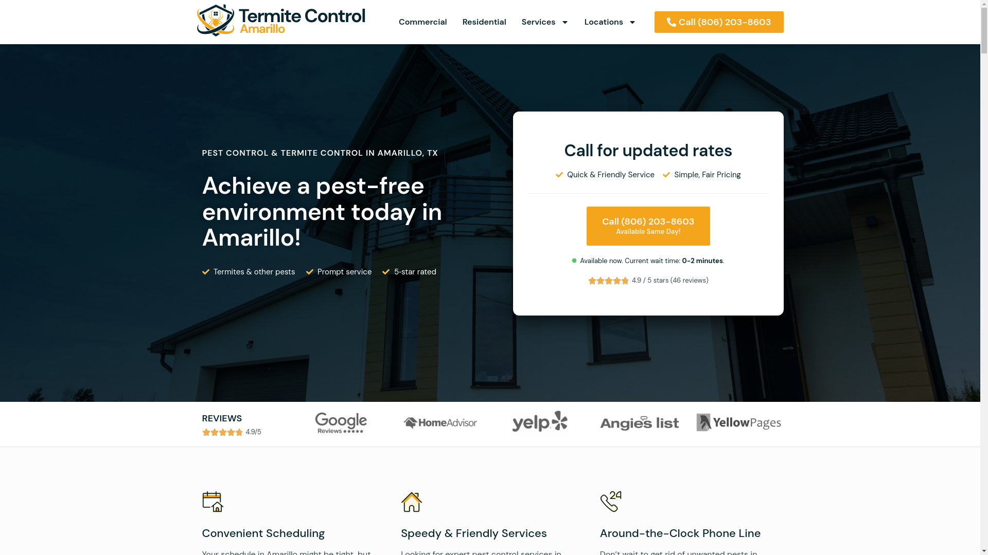 website screenshot of https://amarillotermite.com/