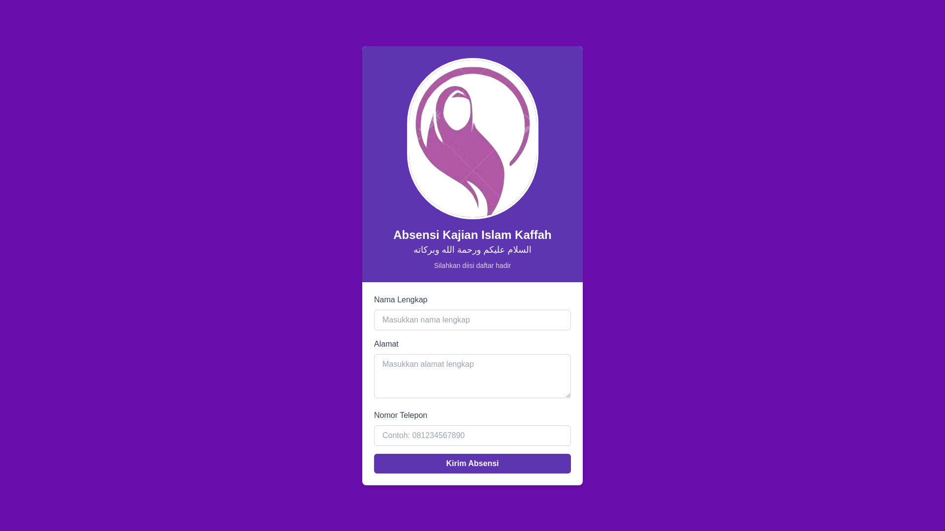 website screenshot of https://absensi-kajian-islam-kaffah.pages.dev/