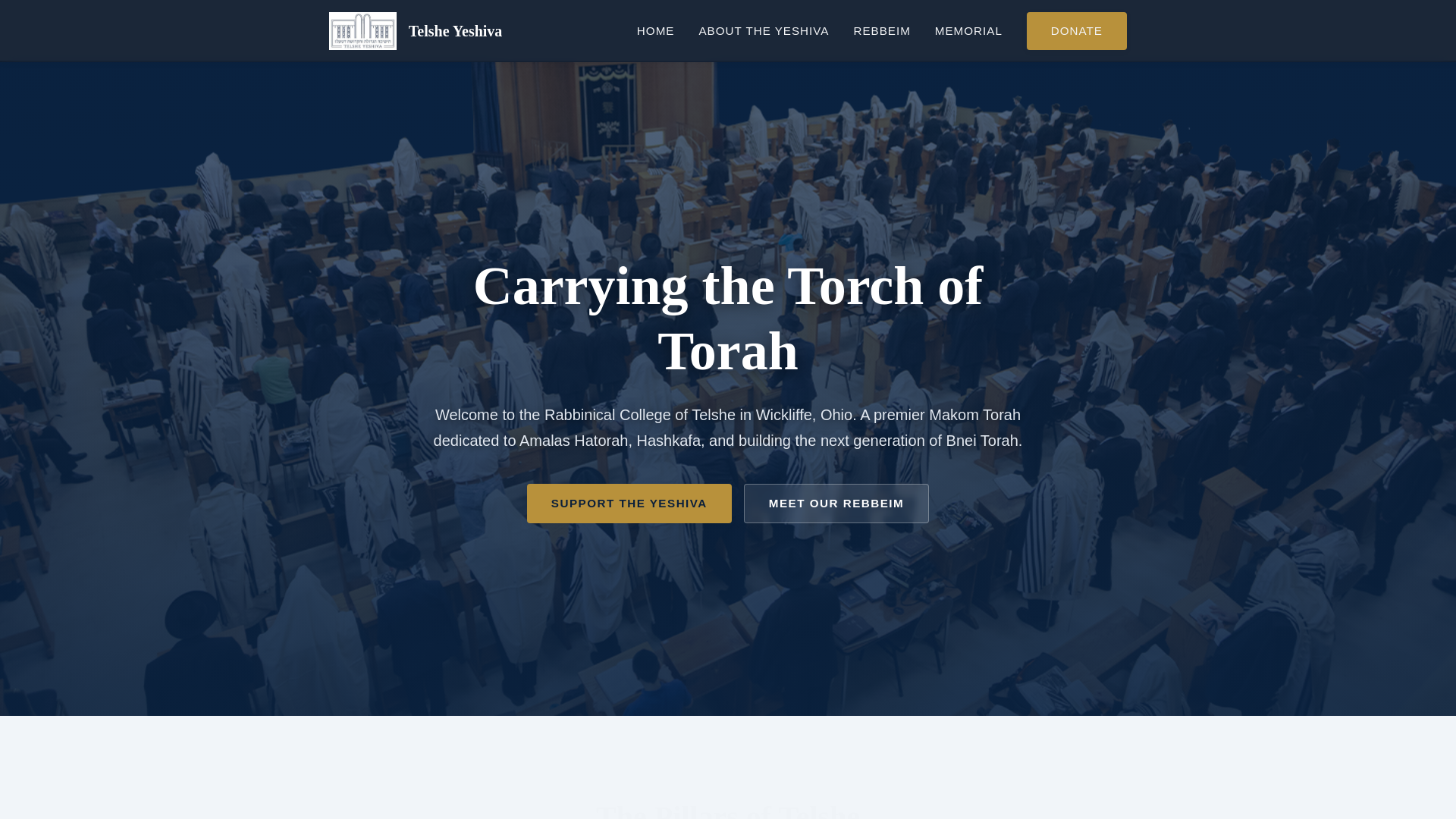 website screenshot of https://telshe.pages.dev/