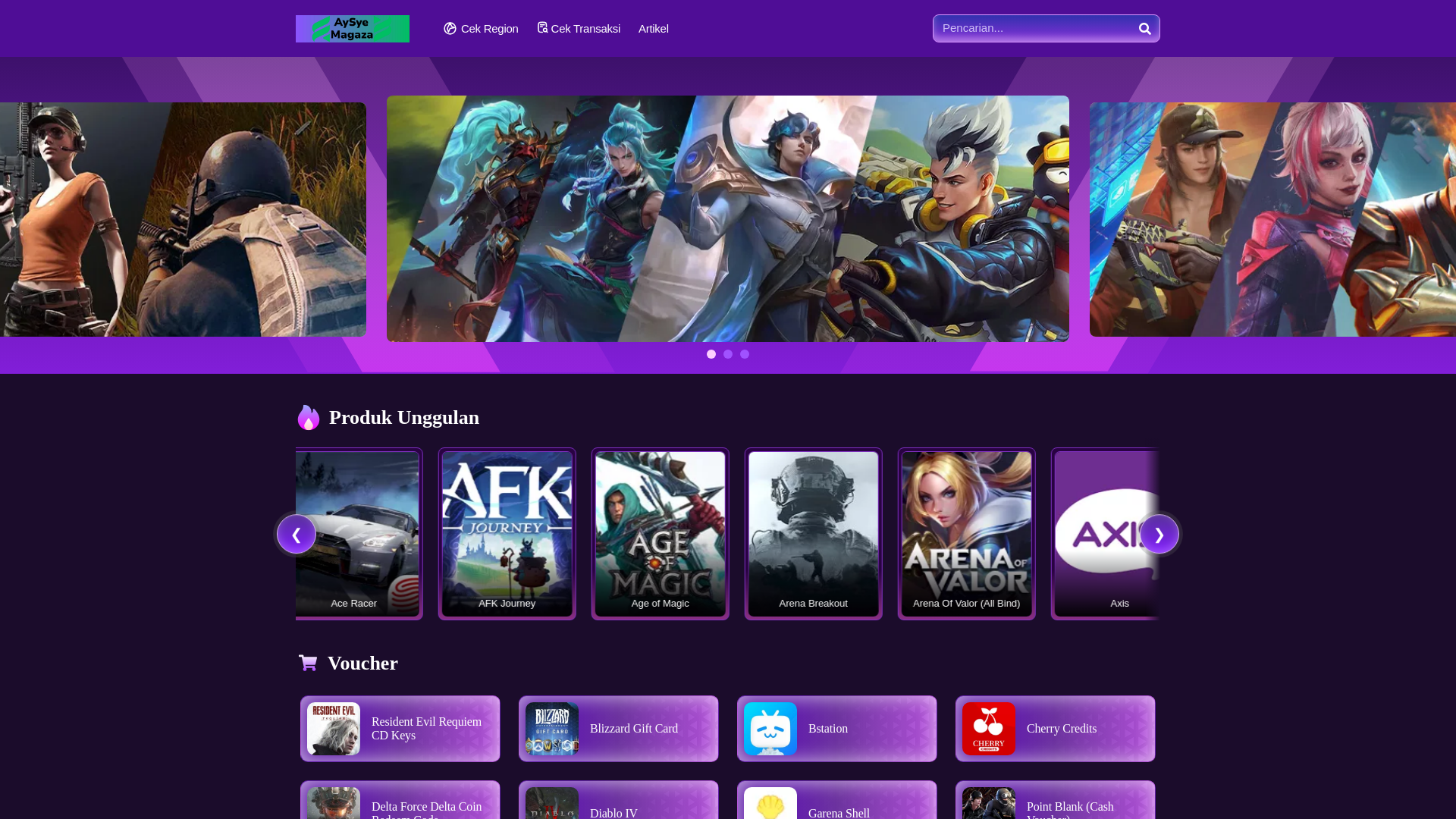 website screenshot of https://aysyemagaza.id/