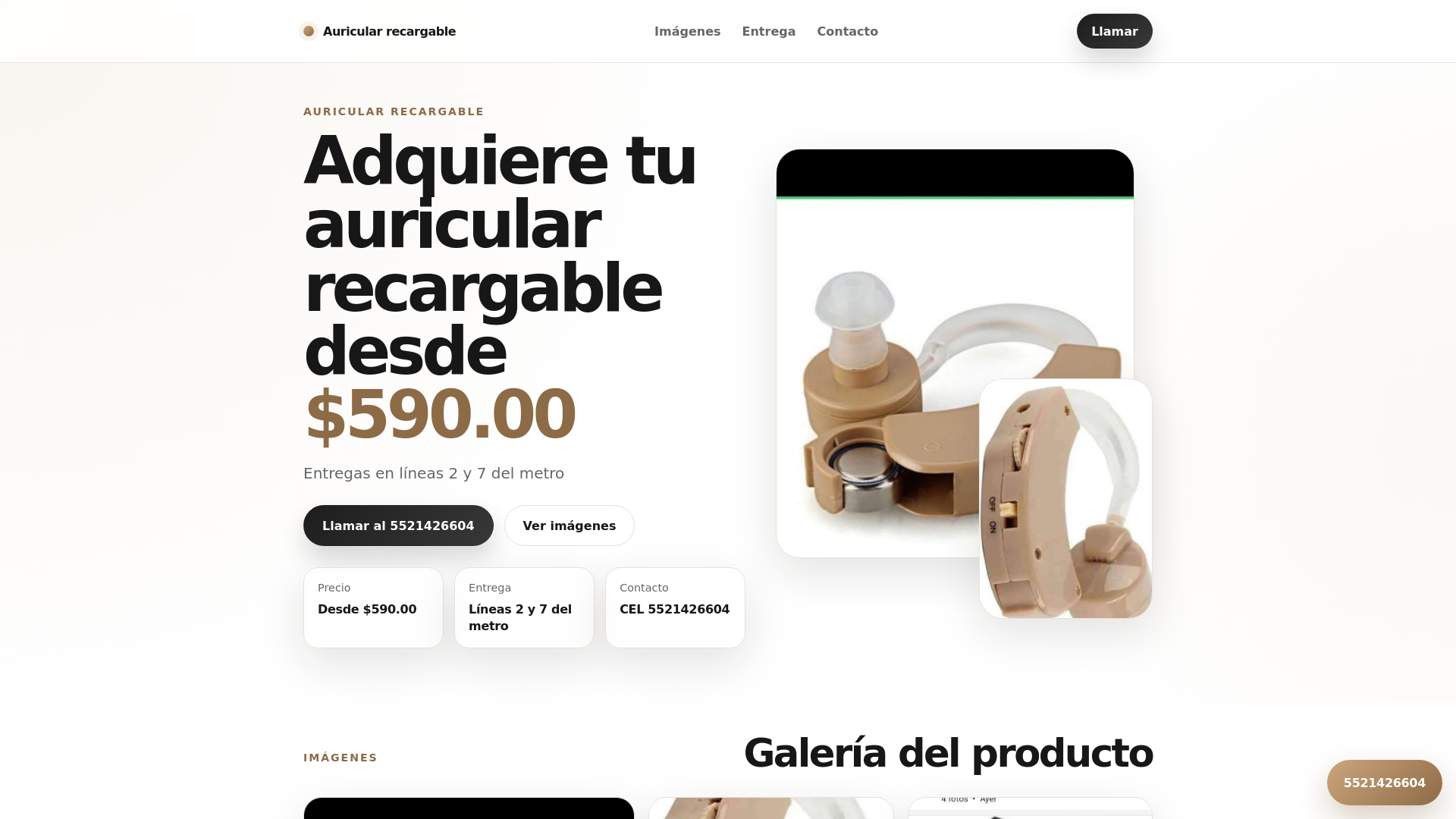 website screenshot of https://auricularrecargable.pages.dev/