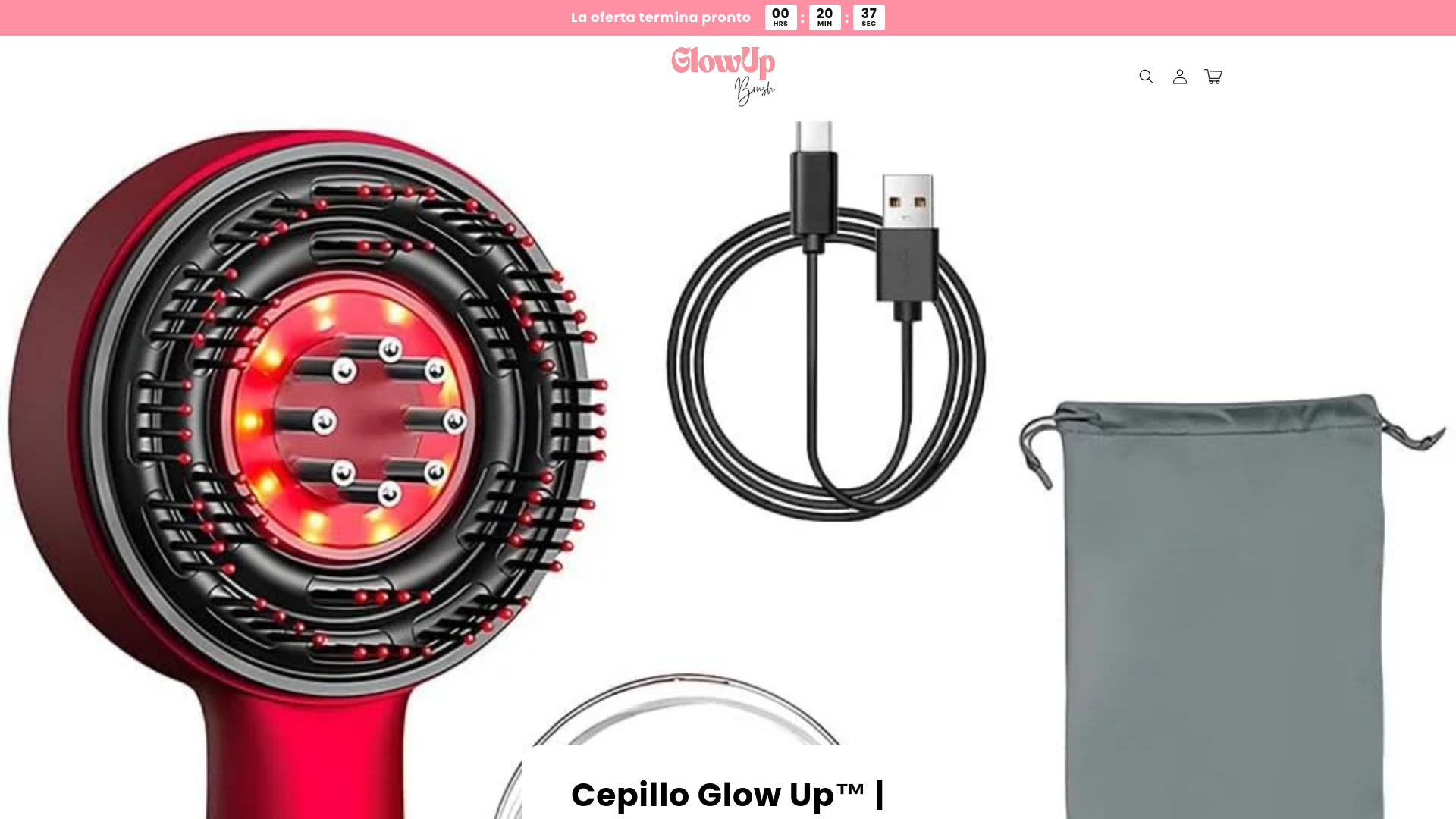 website screenshot of https://glowupbrushesp.com/