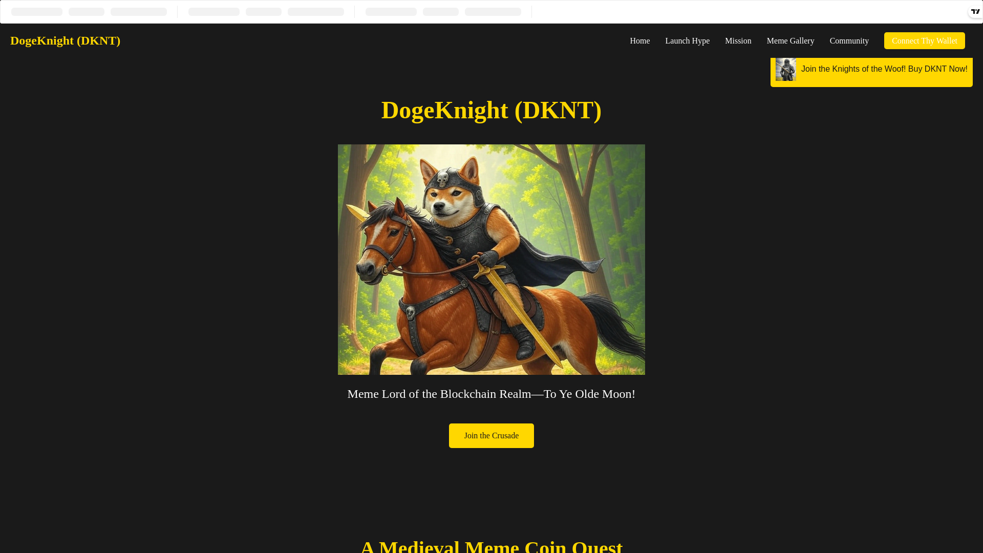 website screenshot of https://dogeknight.org