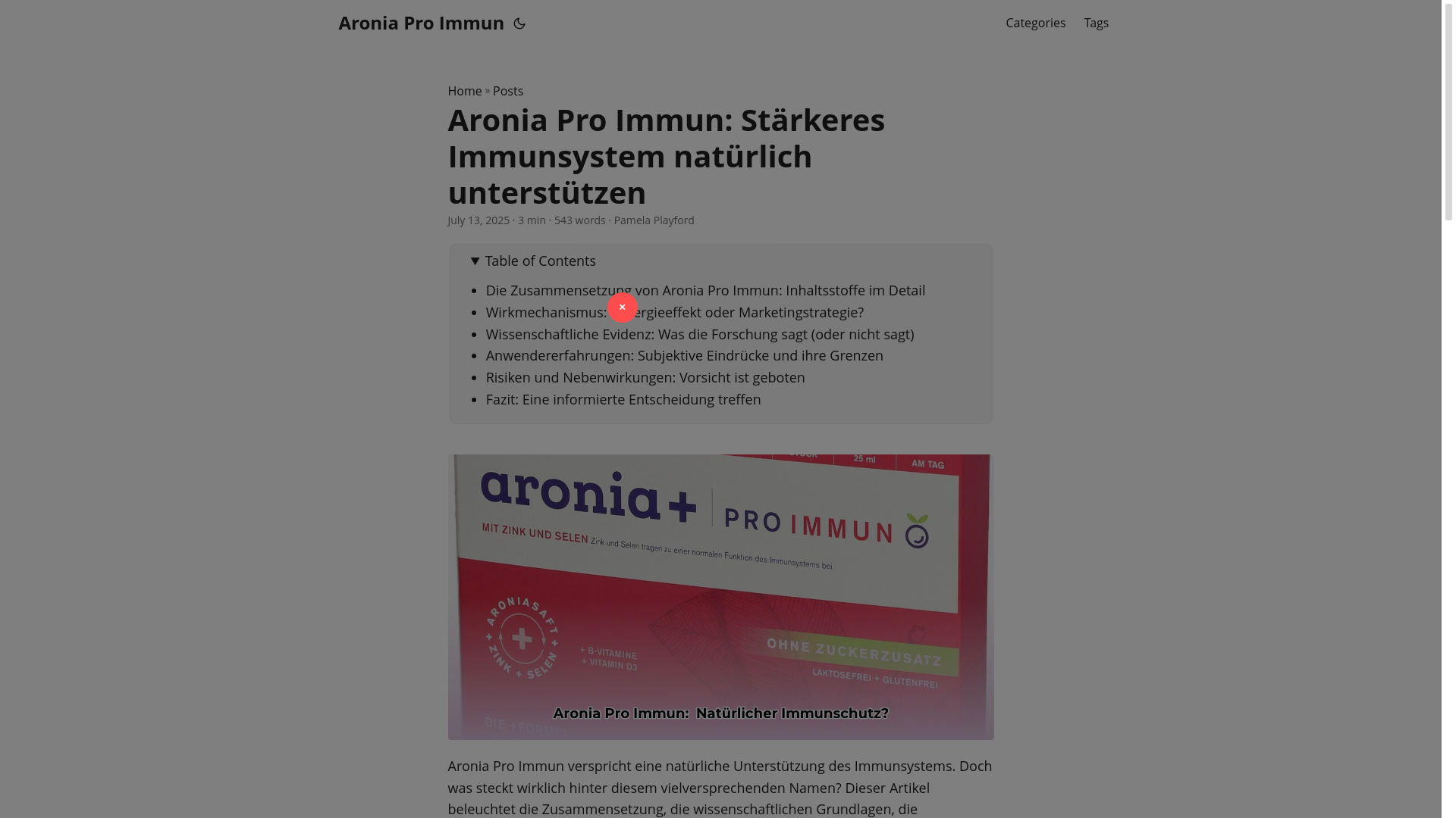 website screenshot of https://aronia-pro-immun.pages.dev/