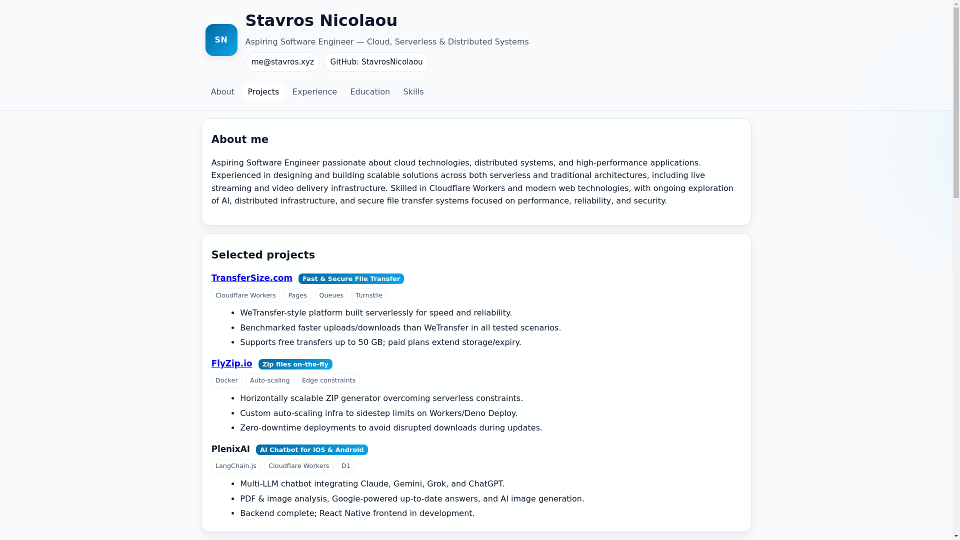 website screenshot of https://stavros-dev.pages.dev/