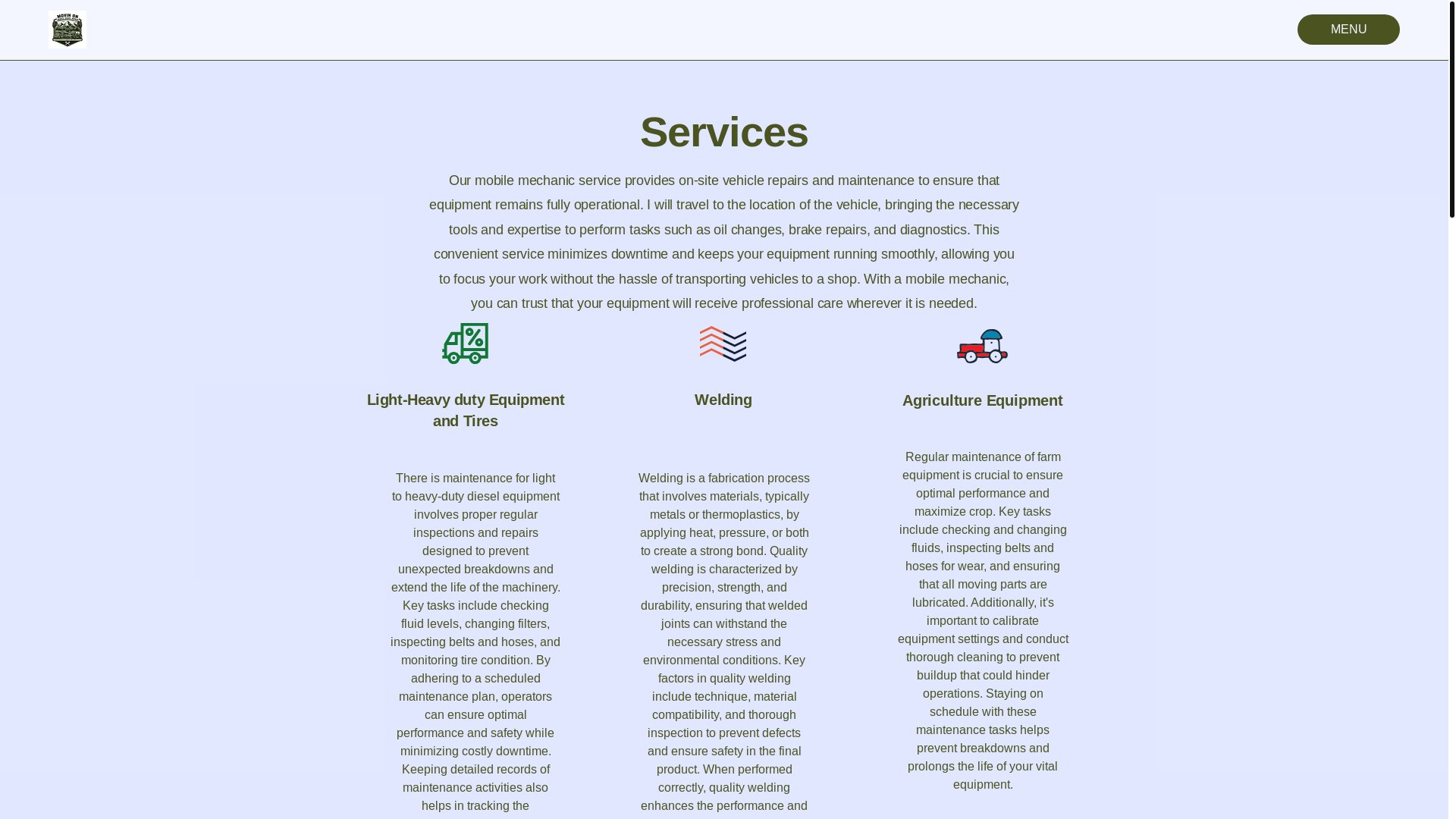 website screenshot of https://movinonmobilediesel.com/