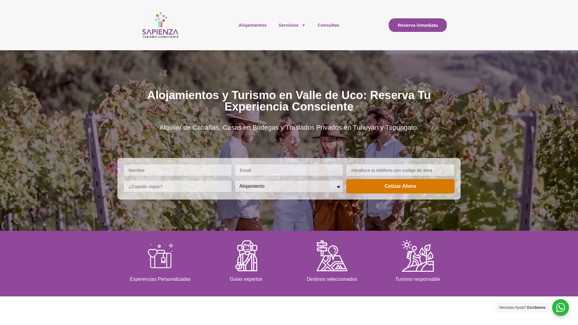 website screenshot of https://sapienzaturismo.tur.ar/