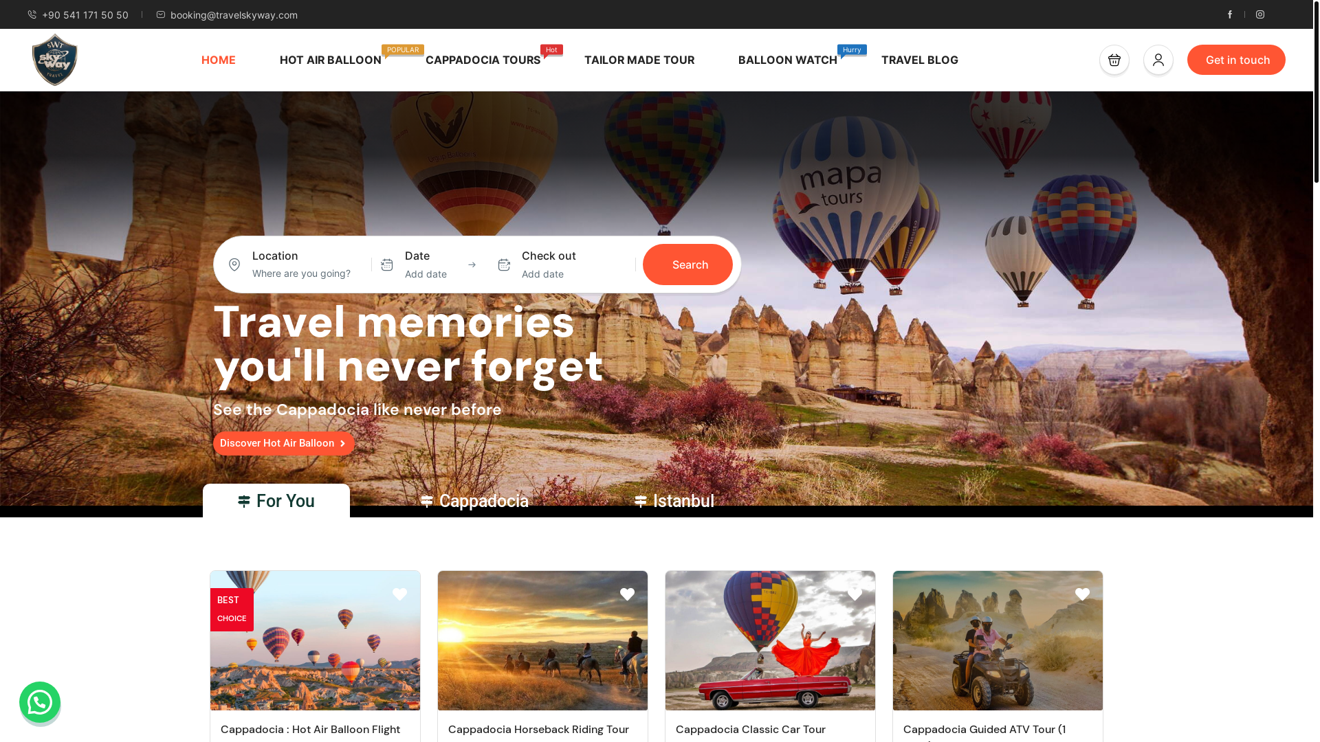 website screenshot of https://travelskyway.com