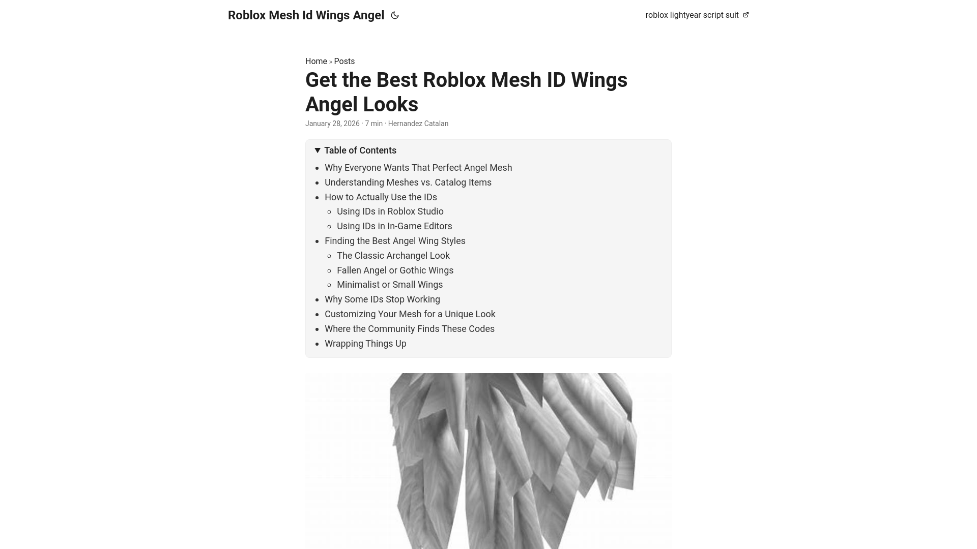 website screenshot of https://roblox-mesh-id-wings-angel.pages.dev/