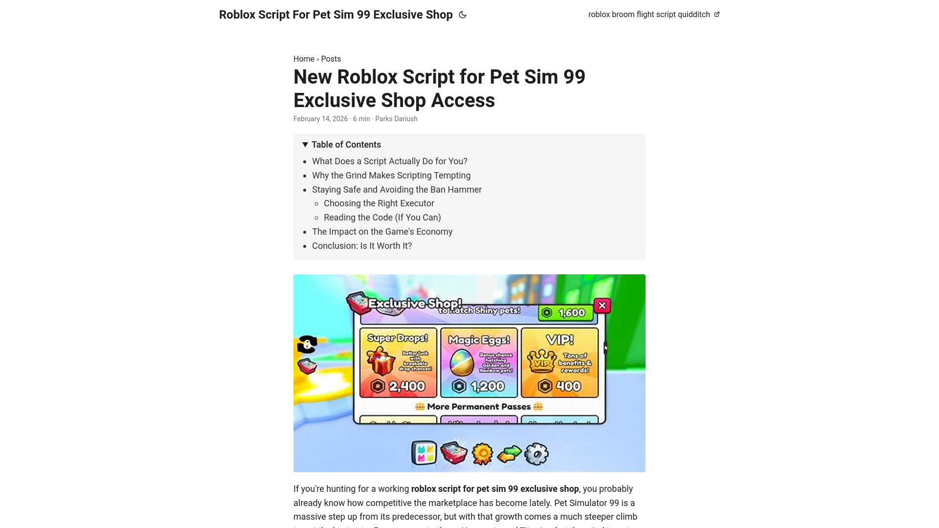 website screenshot of https://roblox-script-for-pet-sim-99-exclusive-shop.pages.dev/