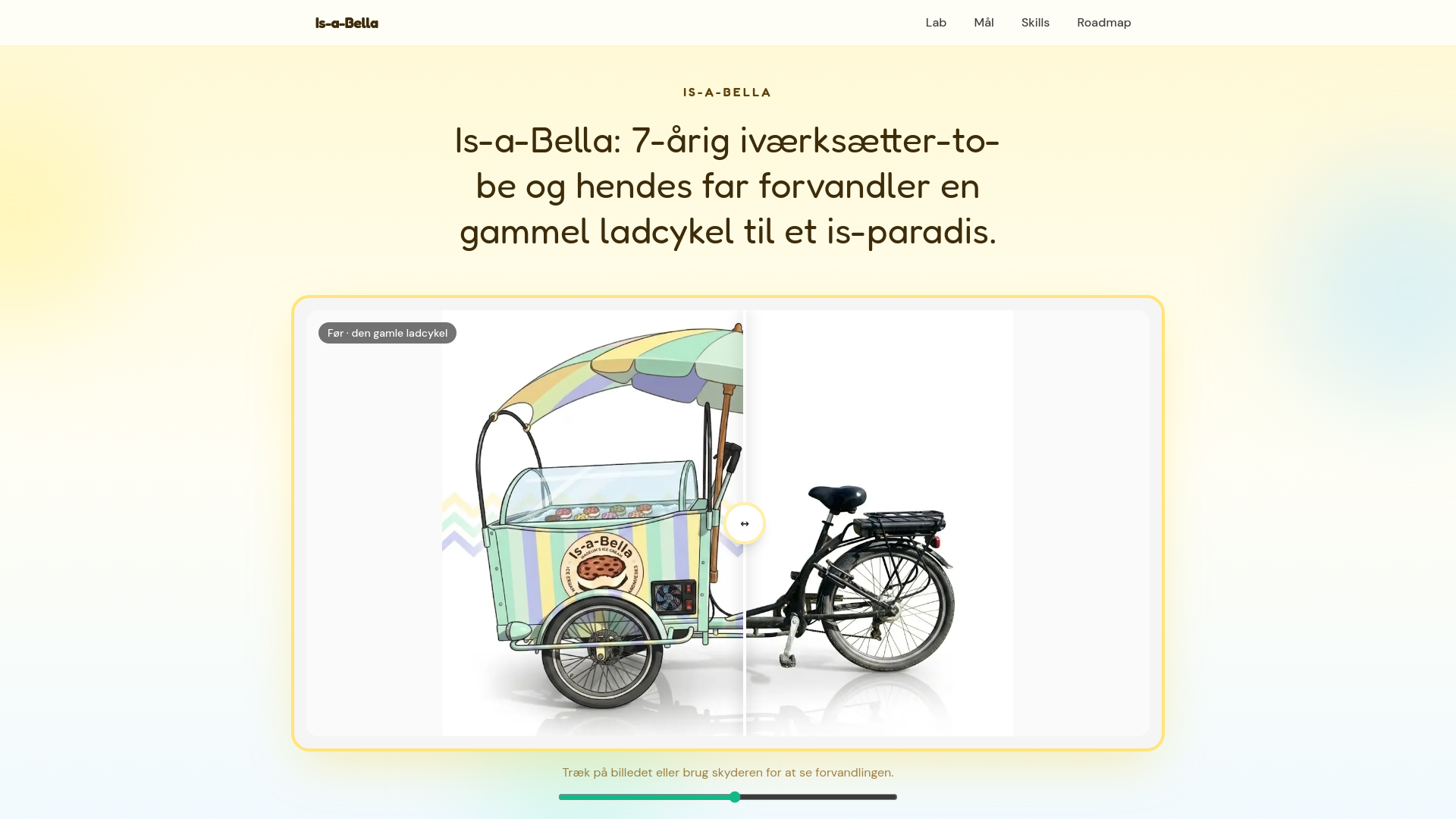 website screenshot of https://is-a-bella.dk/