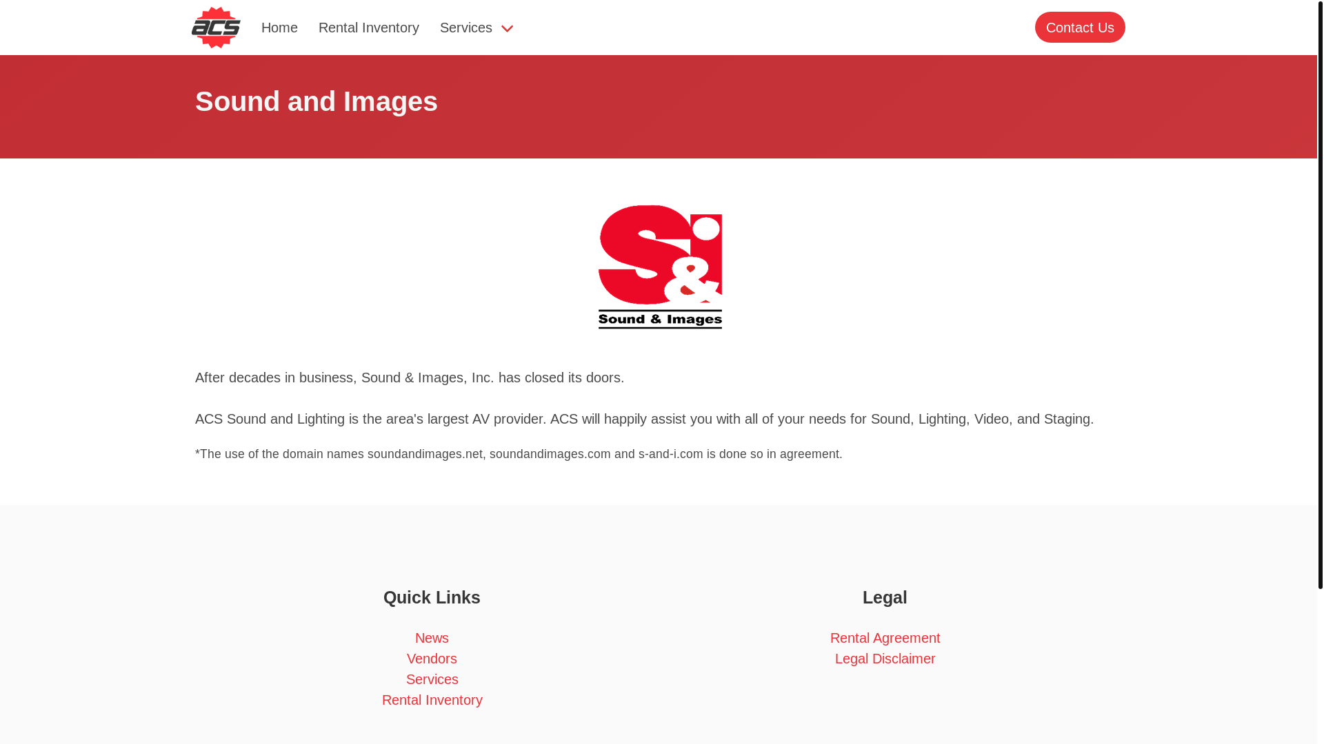 website screenshot of https://soundandimages.com/