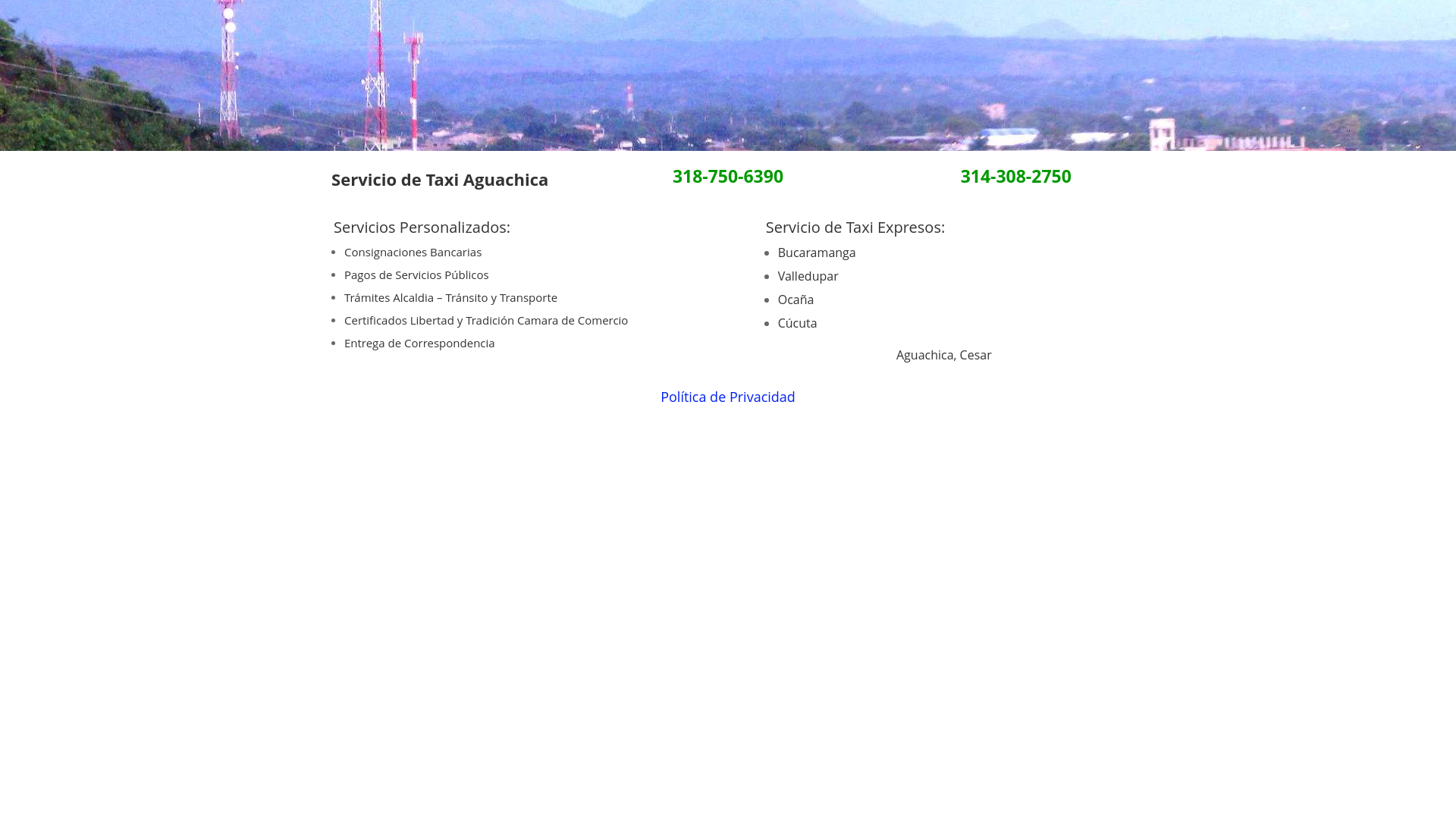 website screenshot of https://taxiaguachica.pages.dev/