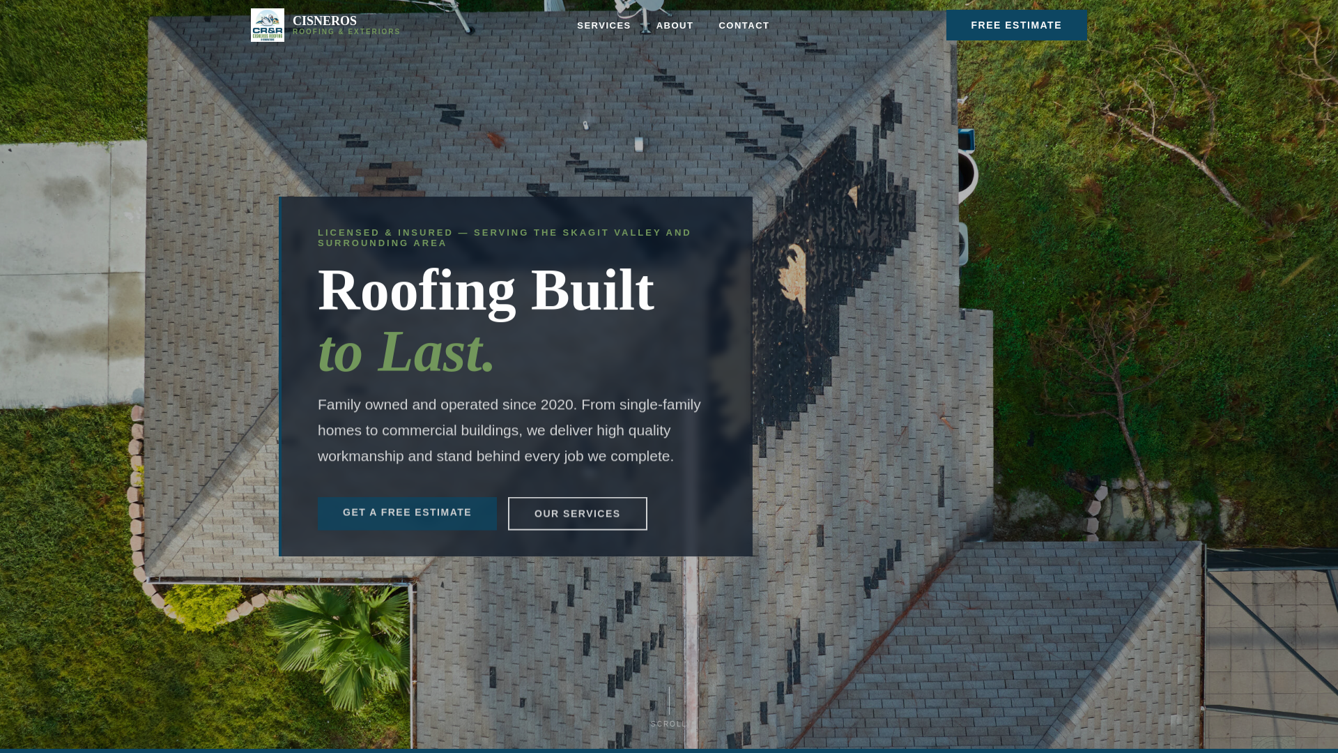 website screenshot of https://cisnerosroofing.net/