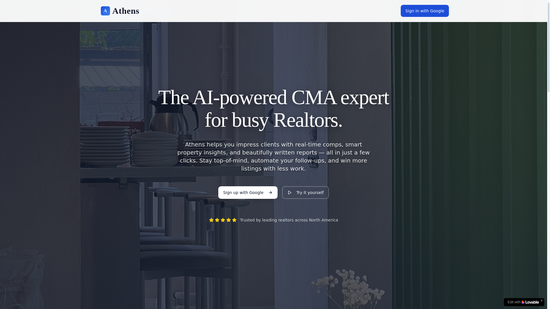 website screenshot of https://getathens.app/