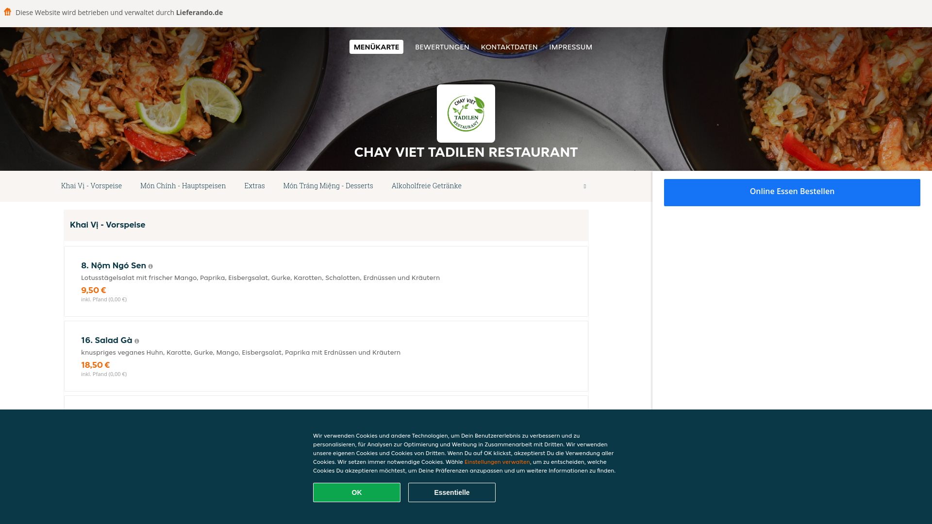 website screenshot of https://chayviettadilenrestaurant-wurzburg.de