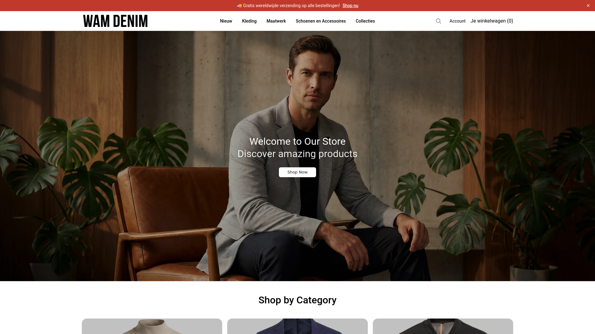 website screenshot of https://wamdenimcollection.shop/