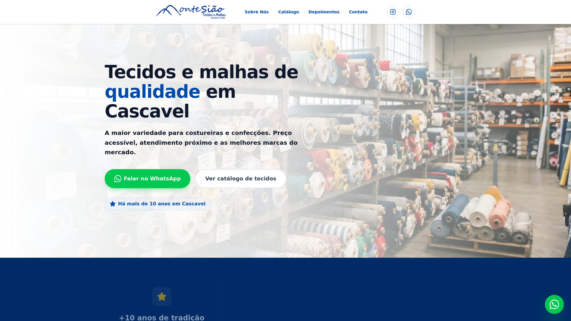 website screenshot of https://montesiaotecidosemalhas.com.br/