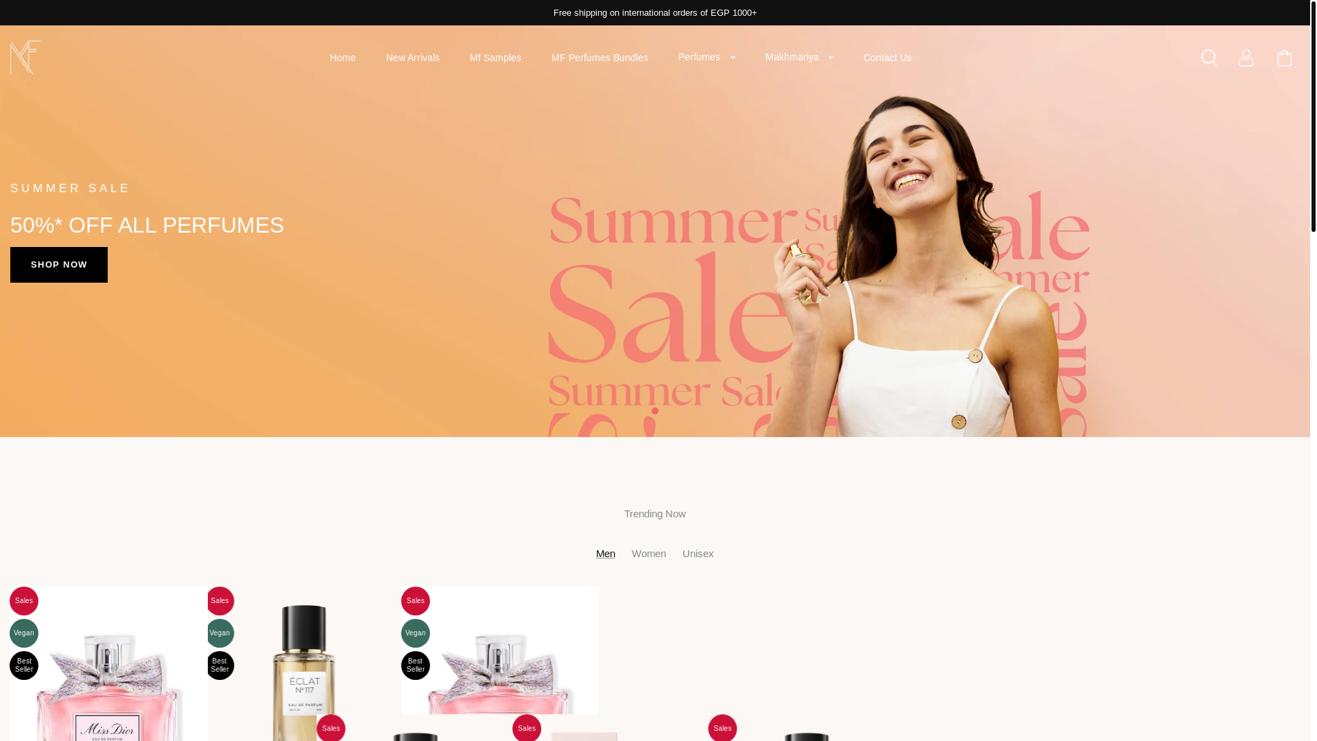 website screenshot of https://mf-fragrance.com/
