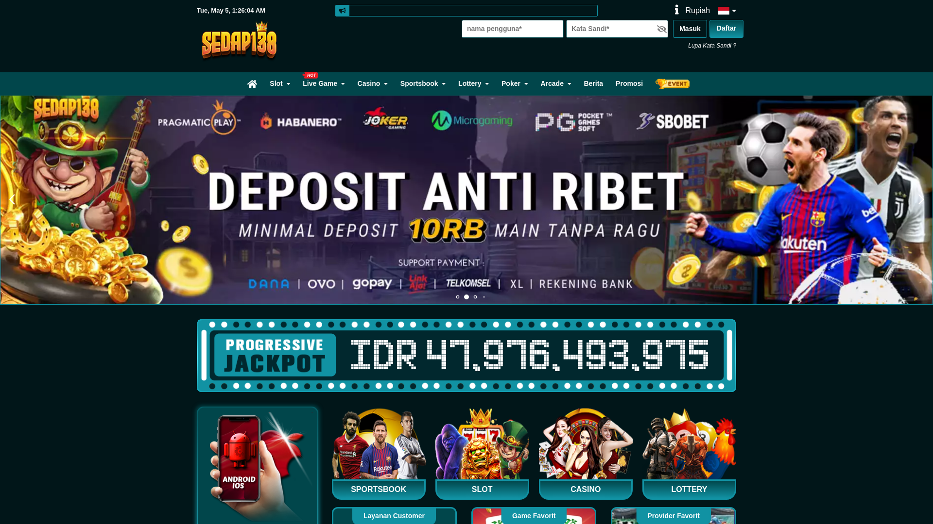 website screenshot of https://138sedapslot.xyz/