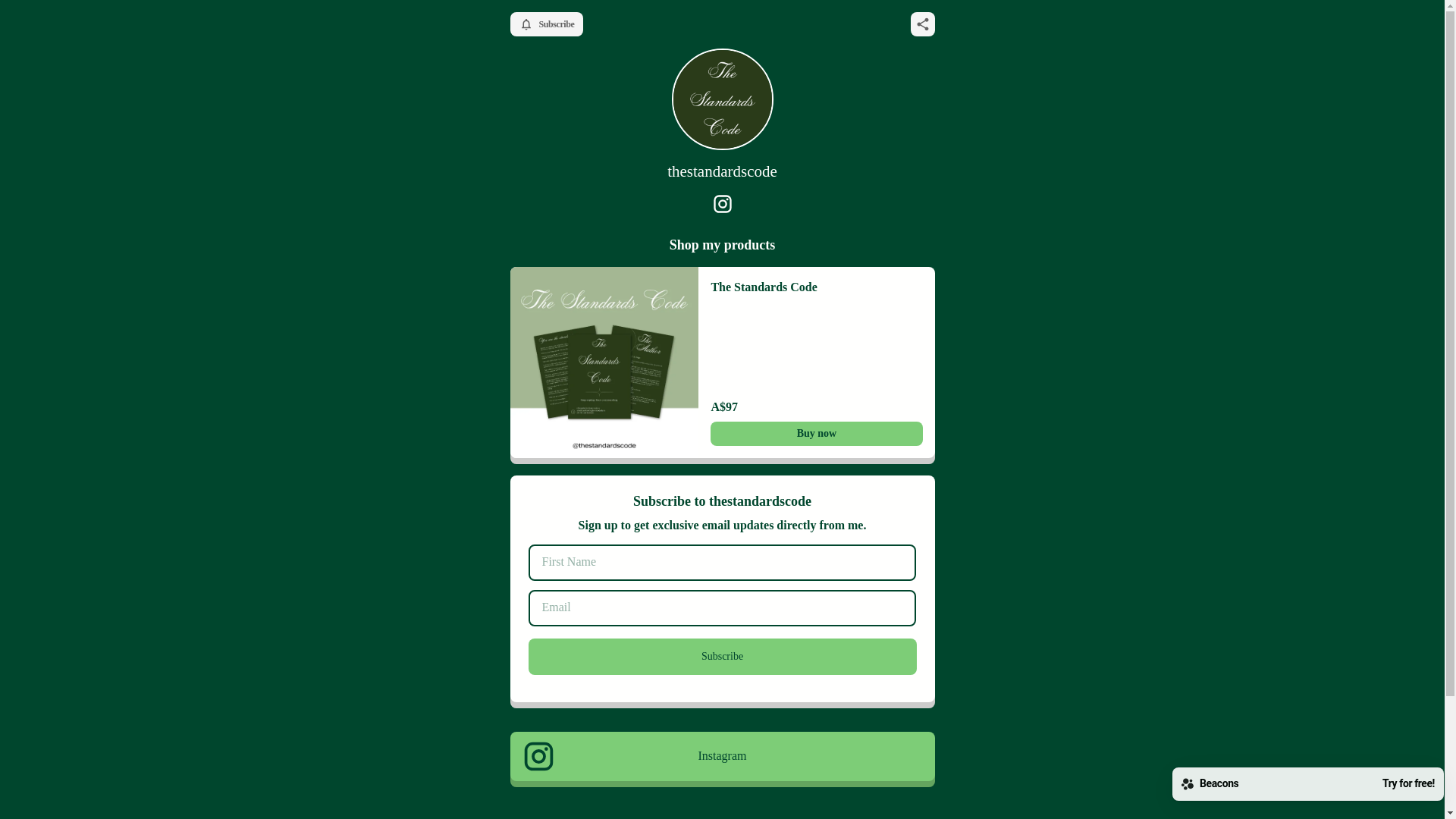 website screenshot of https://thestandardscode.com/