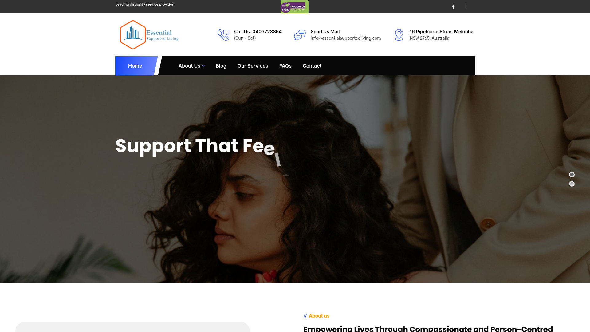 website screenshot of https://www.essentialsupportedliving.com/