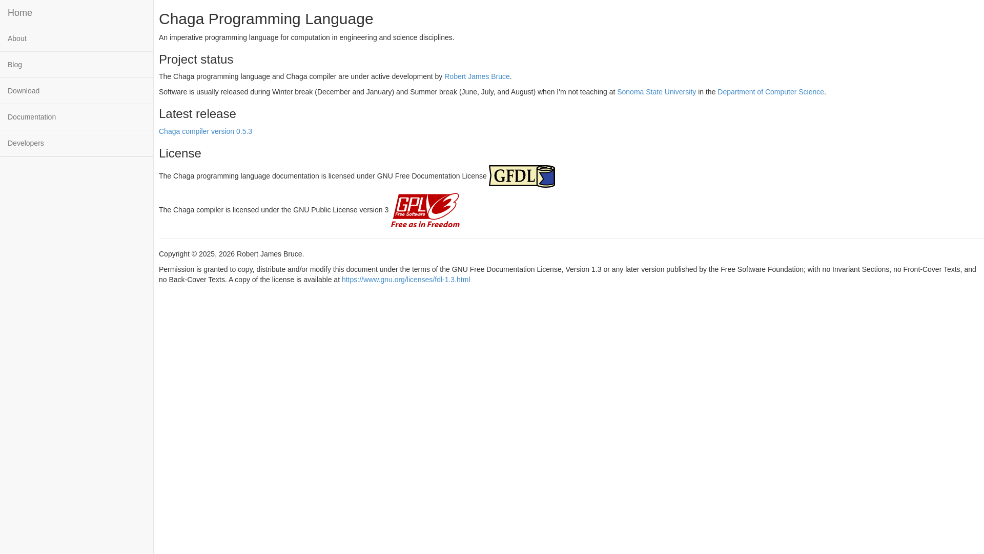 website screenshot of https://chagaprogramminglanguage.org/