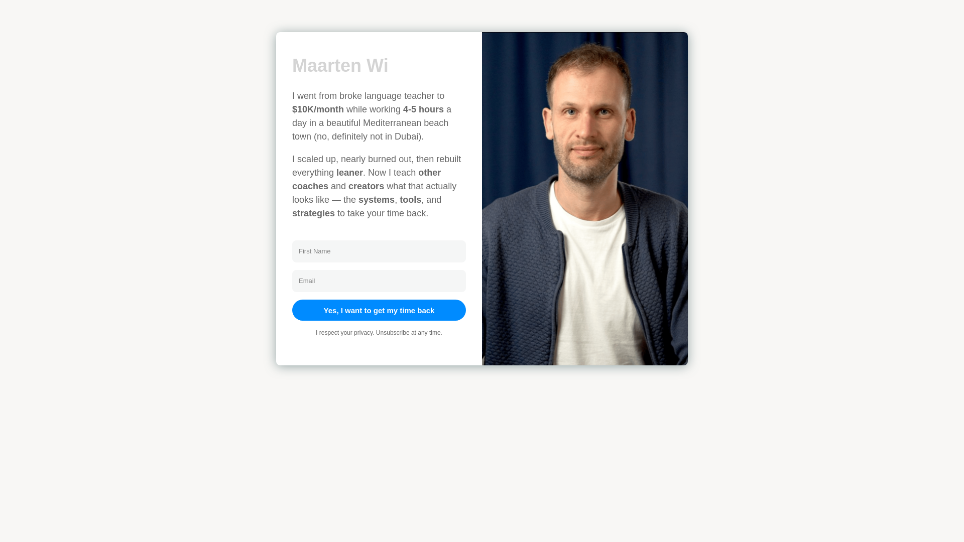website screenshot of https://maartenwi.com