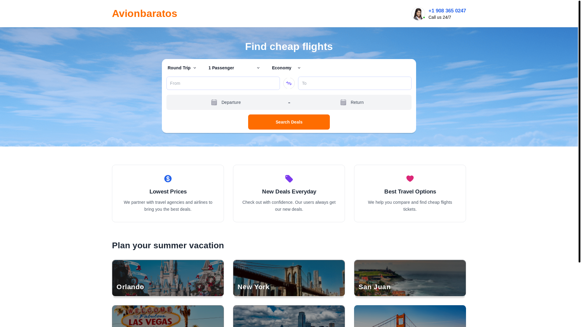 website screenshot of https://avionbaratos.info/