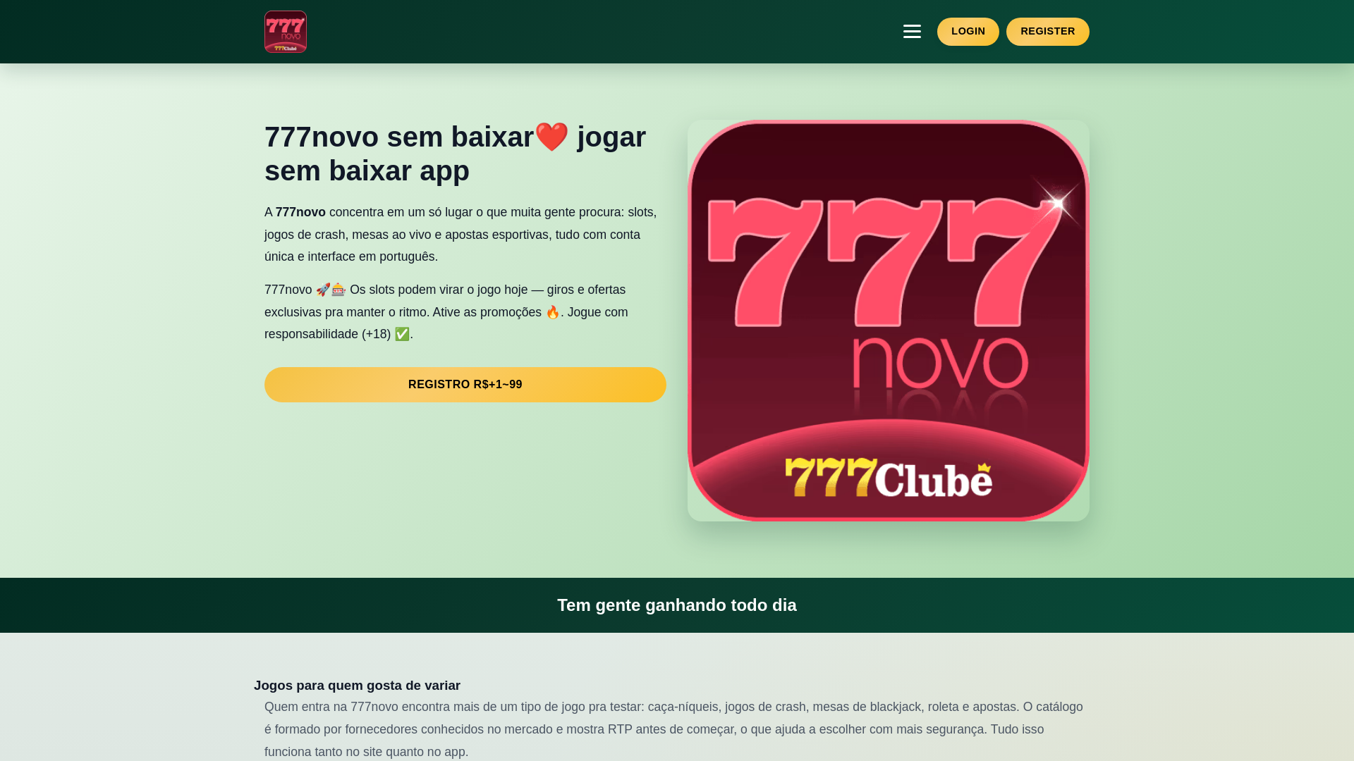 website screenshot of https://777novoplataforma.com/