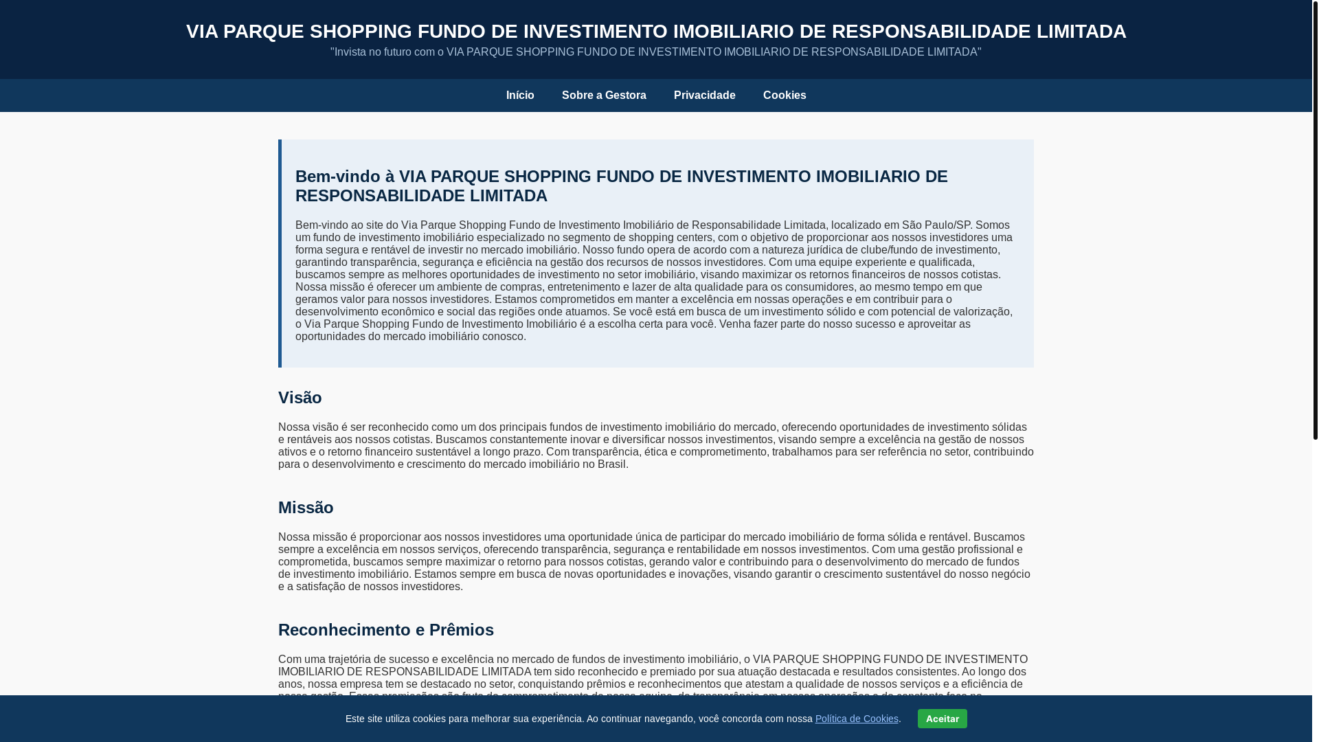 website screenshot of https://viaparqueshoppingfii.fun/