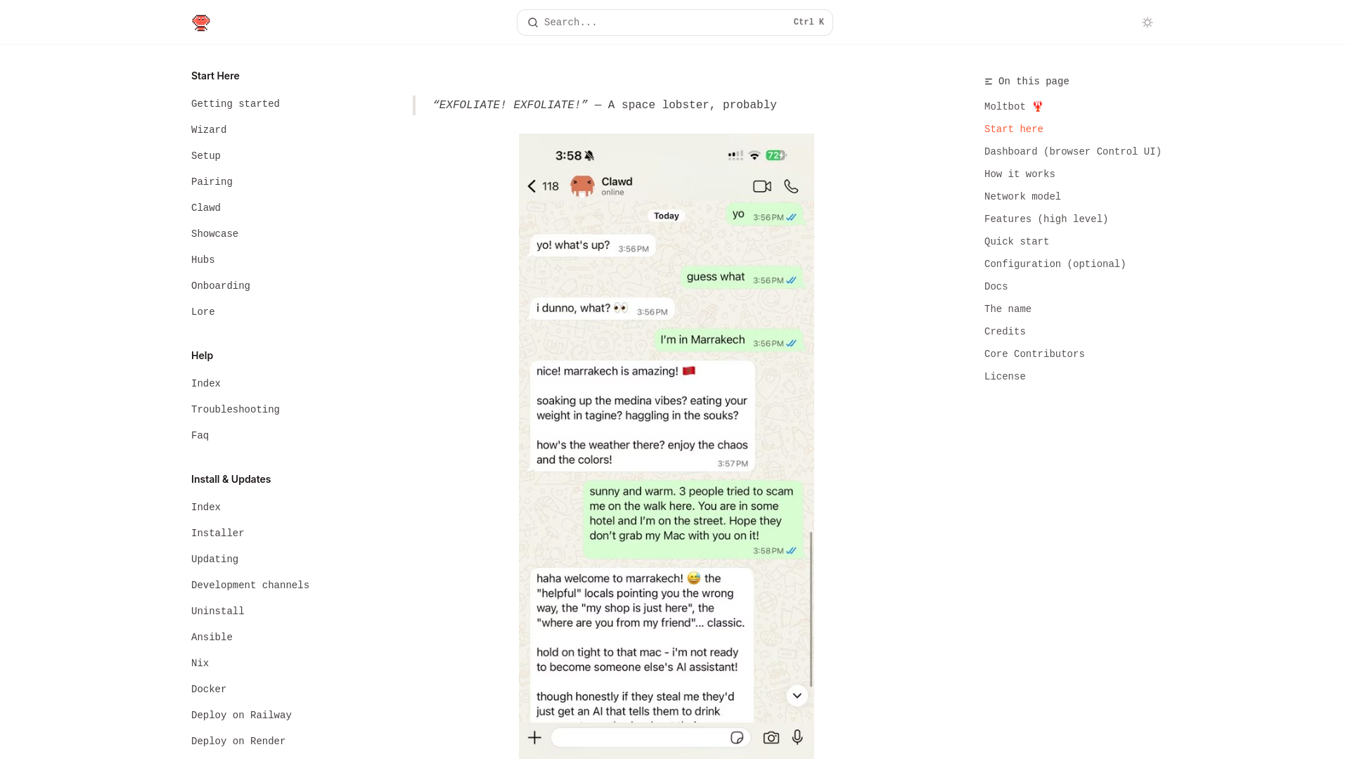 website screenshot of https://docs.clawd.bot/
