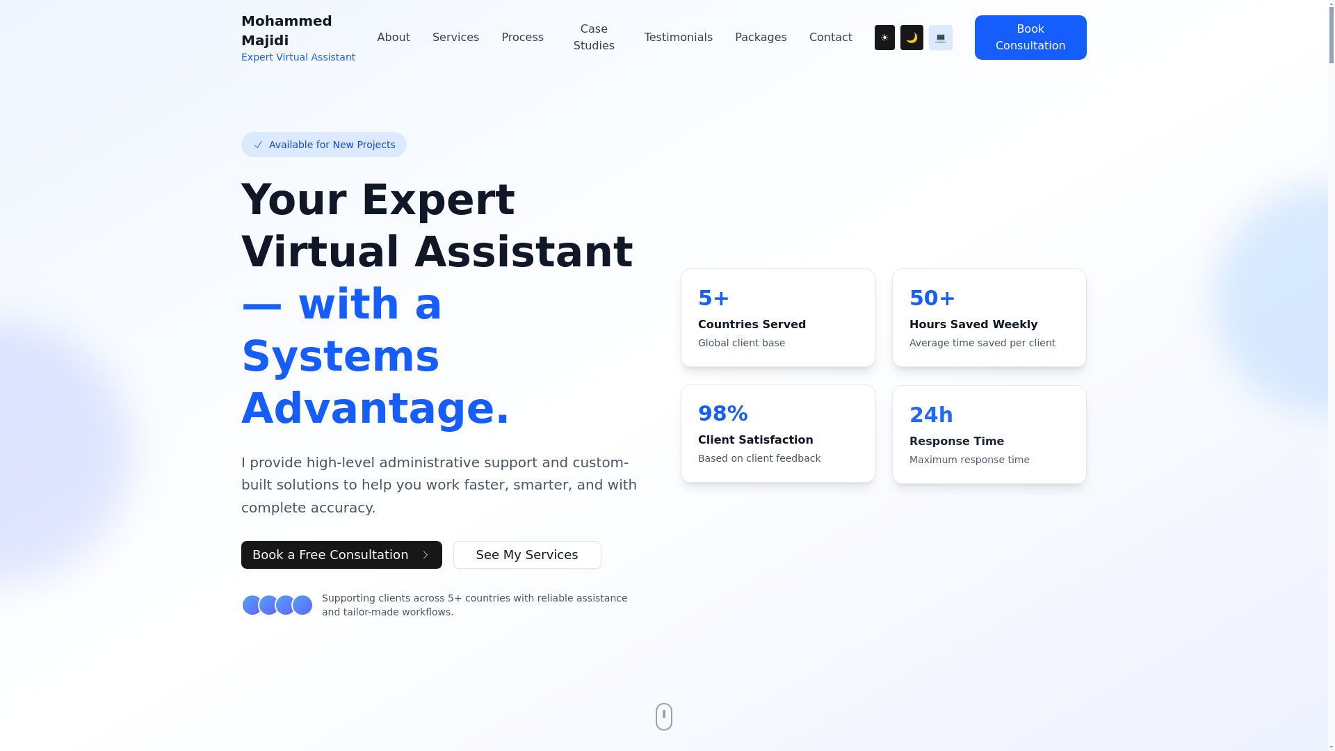 website screenshot of https://mohammedmajidi.engineer/