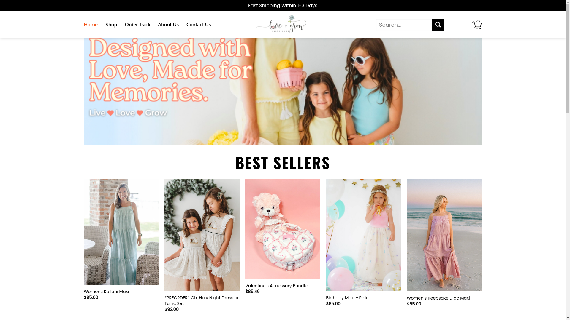 website screenshot of https://toploveandgrowclothing.shop/