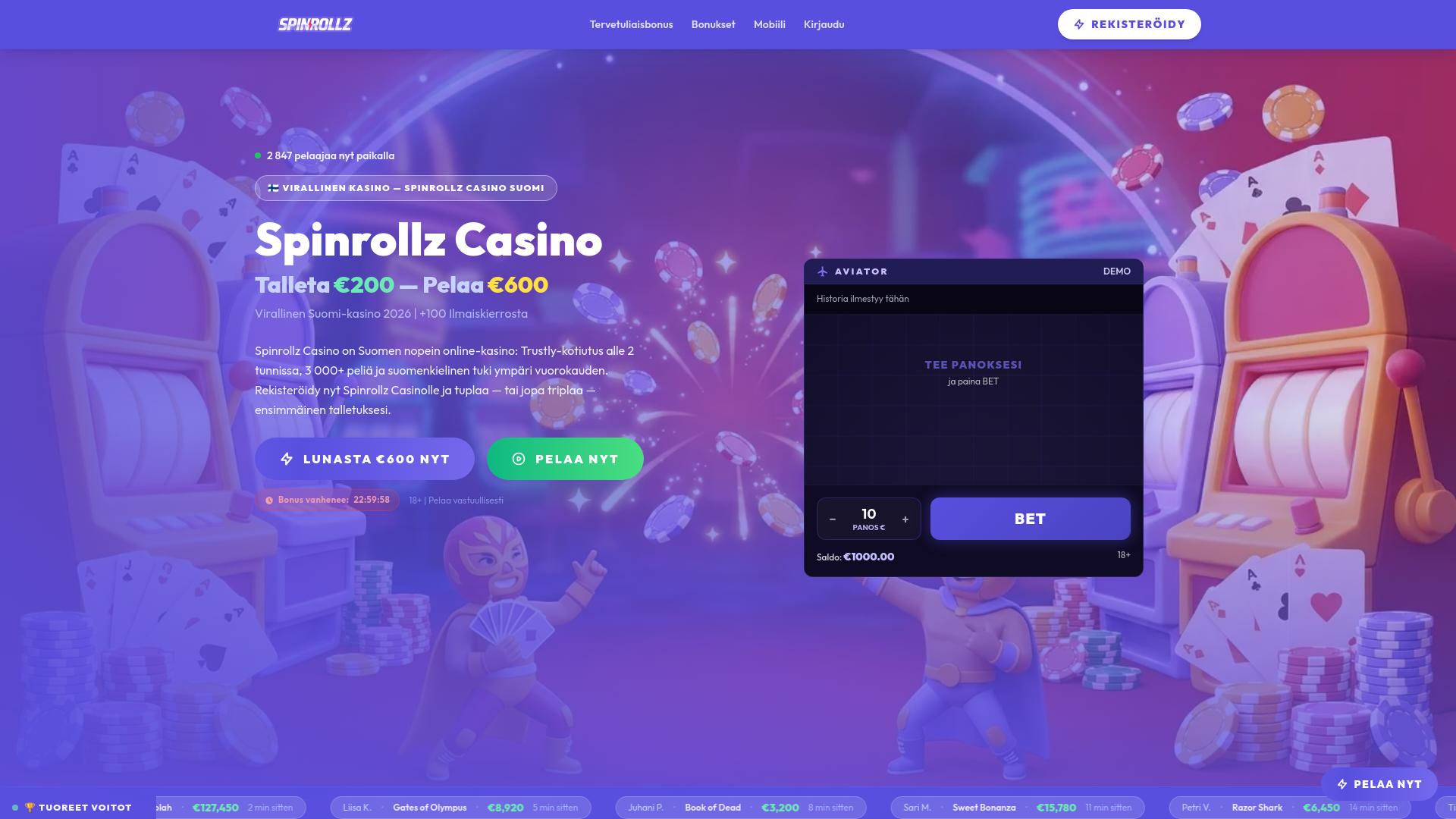 website screenshot of https://spinrollz-casino-fi.com/